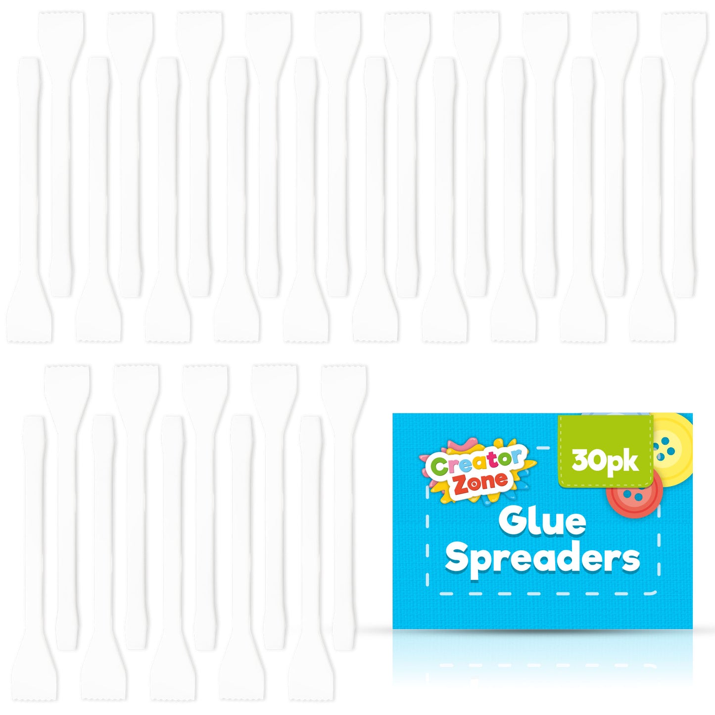 Glue Spreaders Plastic PVA Adhesive Sticks | White | 30 Pack