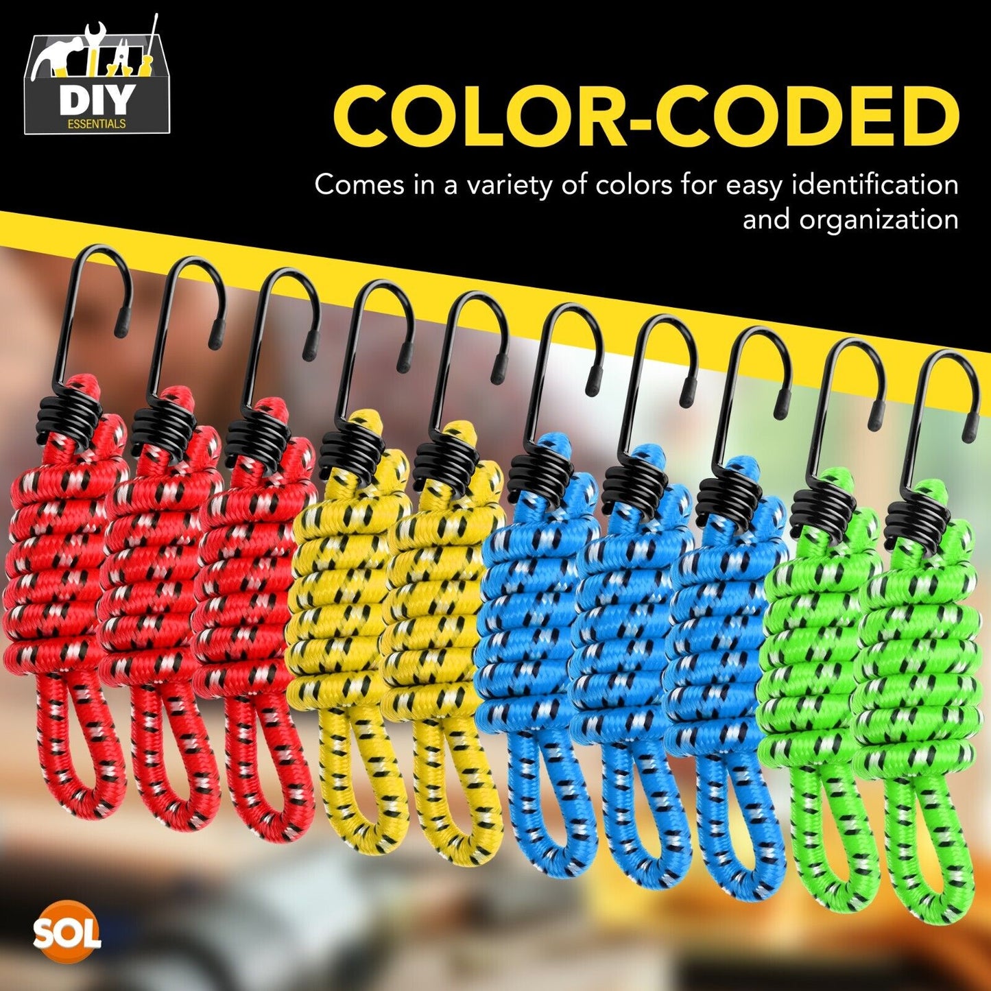 10-40 Heavy Duty Long Bungee Cords 40cm-1M Elastic Luggage Straps with Hooks Car
