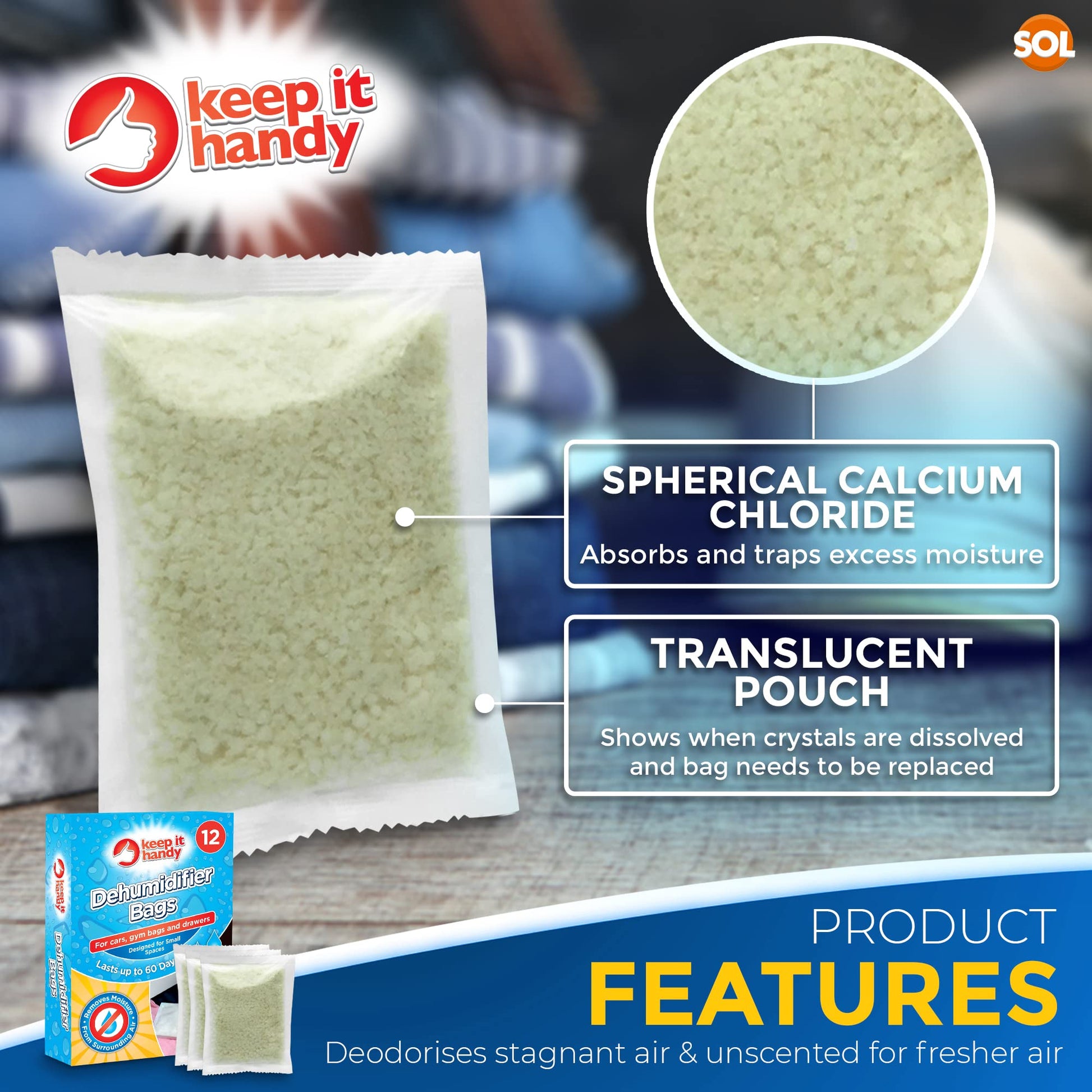 12-36 Small Space Dehumidifier Bags Wardrobe Sachets Damp Mould Moisture Drawers