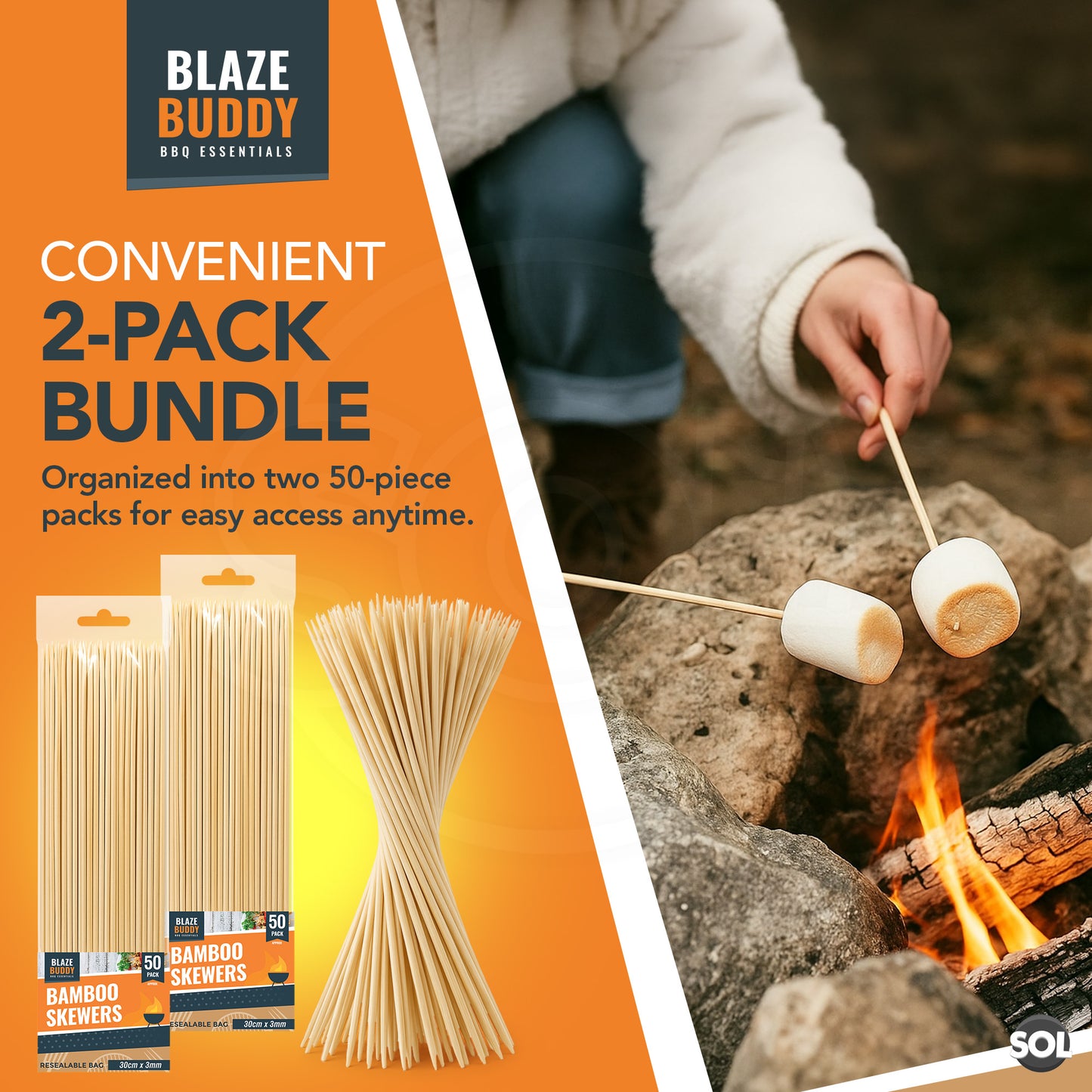 100 Bamboo Skewers 30cm 12" BBQ Kebab Fruit Chocolate Fondue Grill Wooden Sticks