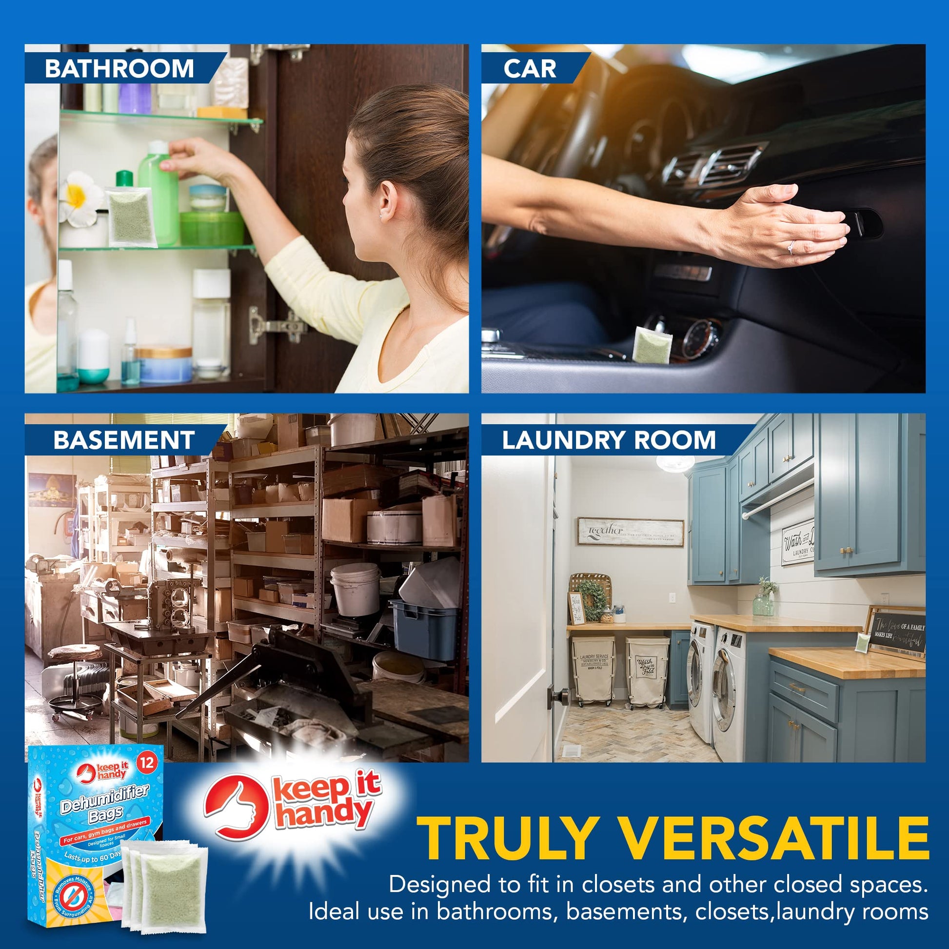 12-36 Small Space Dehumidifier Bags Wardrobe Sachets Damp Mould Moisture Drawers