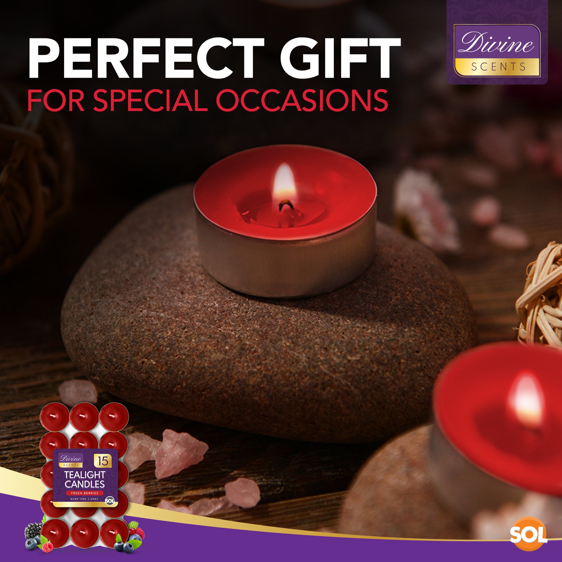 30pk Scented Tea Lights Candles | Various Perfumes 4 Hour Burn Night T Tealights