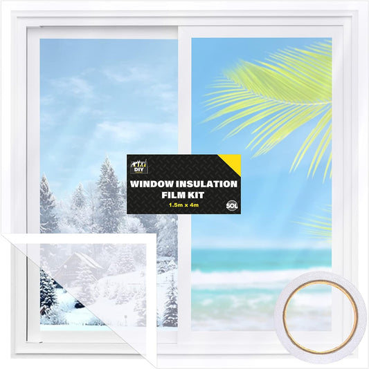 Window Insulation Film Kit 1.5Mx4M | Shrink Fit Double Glazing Draught Excluder