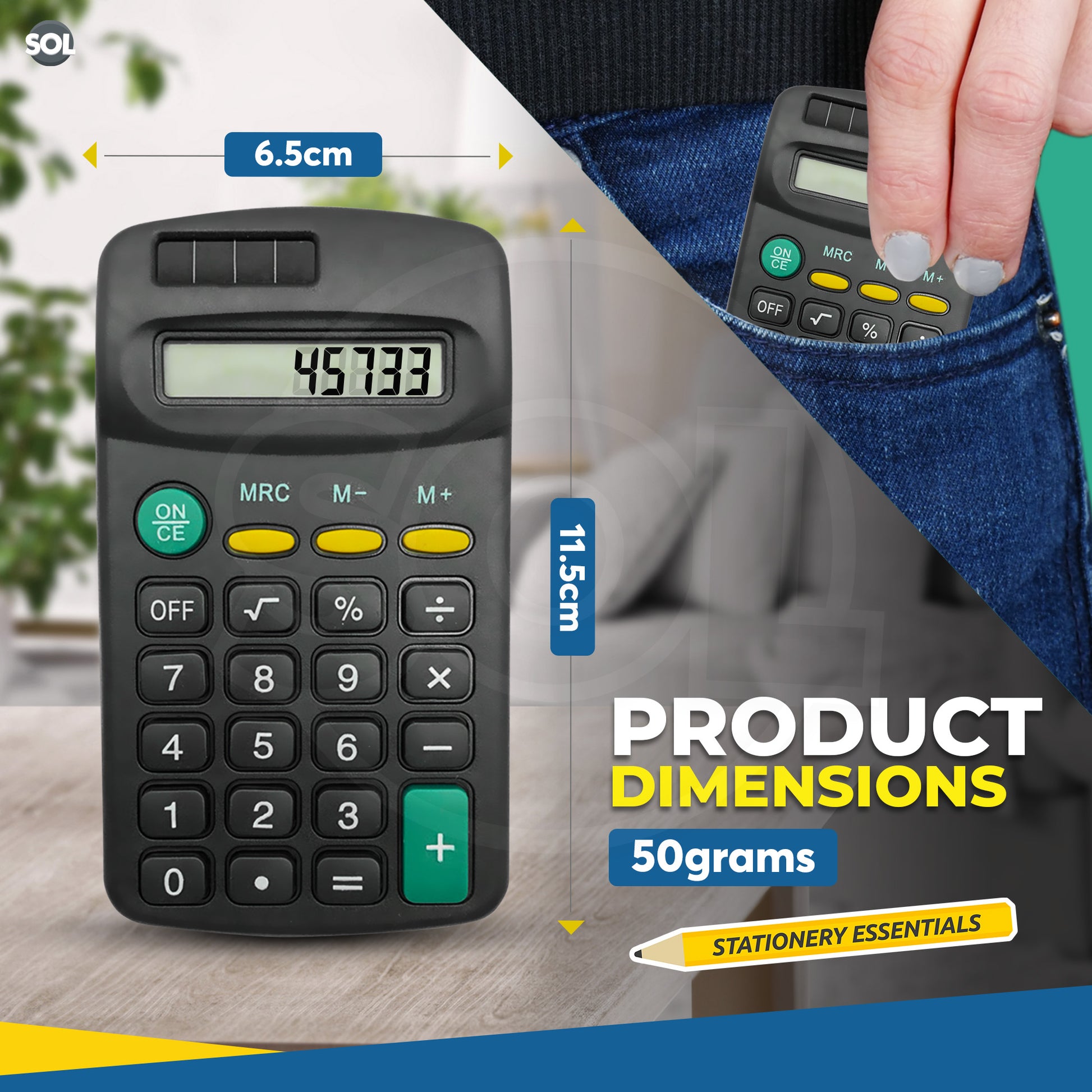 2-20 Mini Pocket Calculator Small| 8 Digit Display Office Home School Stationery