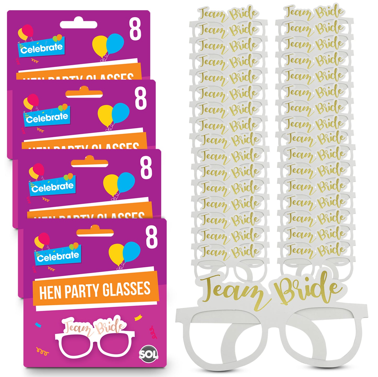 8-32 Hen Party Glasses | Team Bride To Be Hens Do Night Bridal Prop Accessories