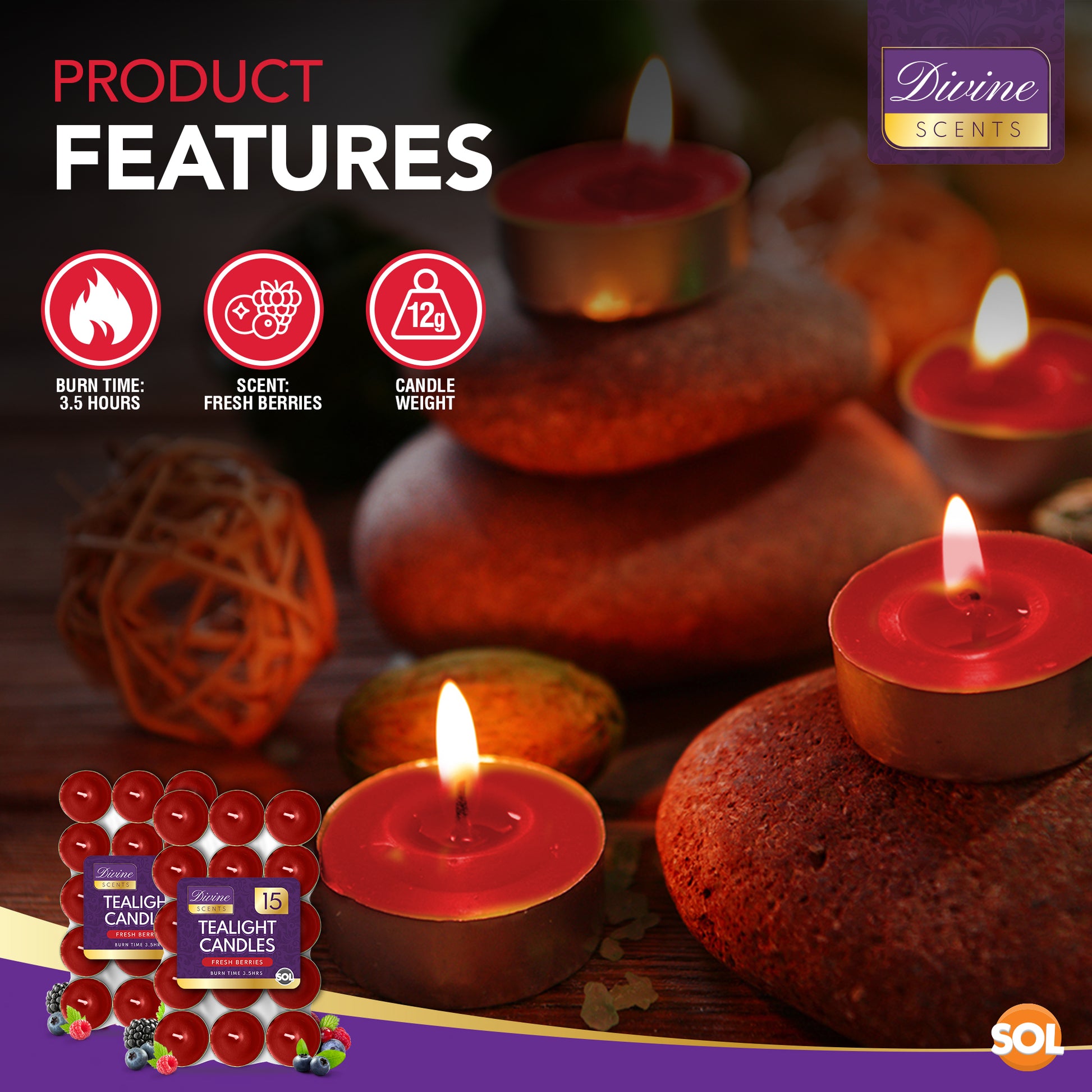 30pk Scented Tea Lights Candles | Various Perfumes 4 Hour Burn Night T Tealights