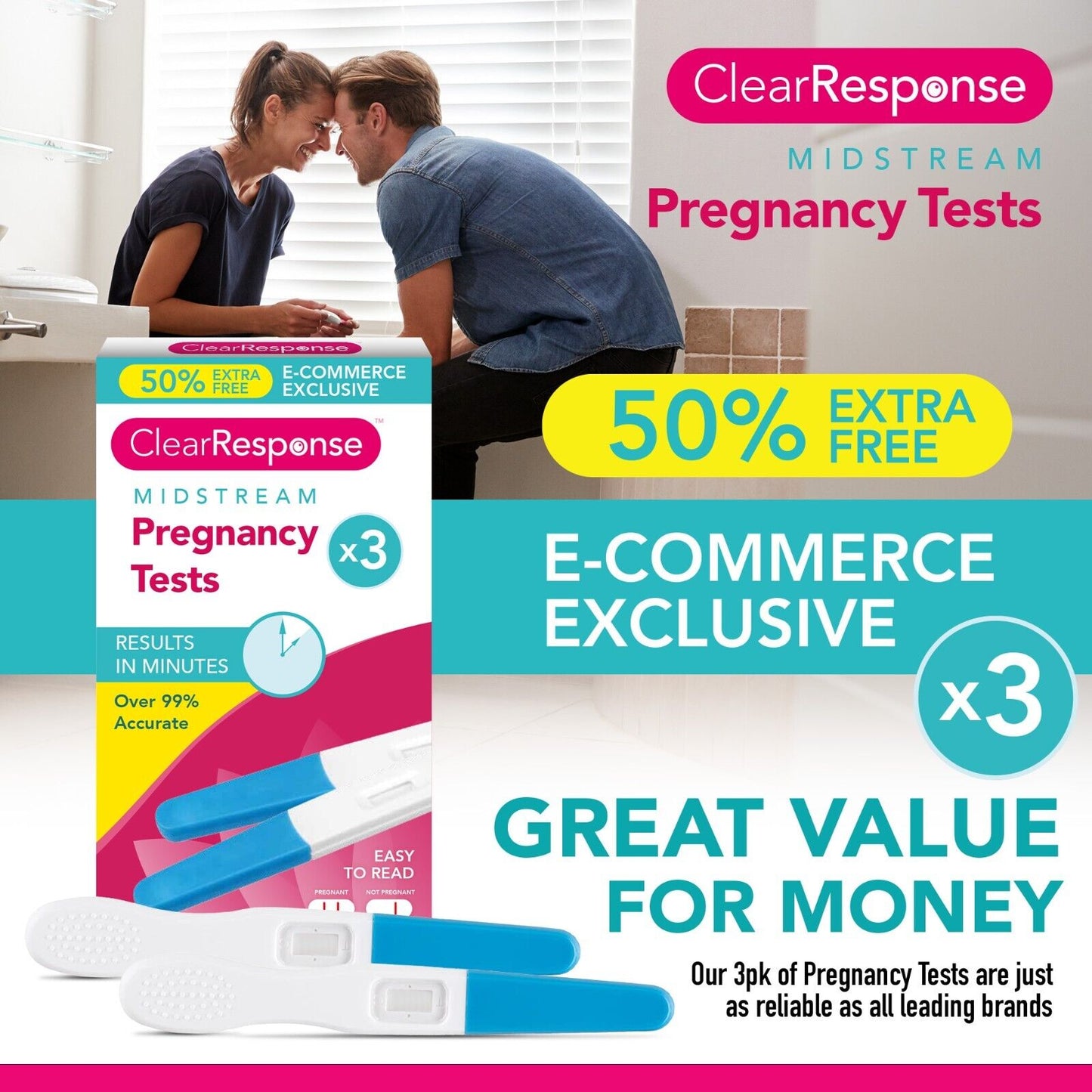 3-9 Pack Midstream Pregnancy Tests Sticks HCG Early Detection Kit 99%+ Accuracy