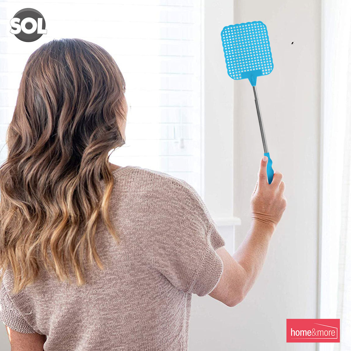 4pk Fly Swatter Telescopic Long Extendable 26-73cm Swat Bug Insect Mosquito Wasp