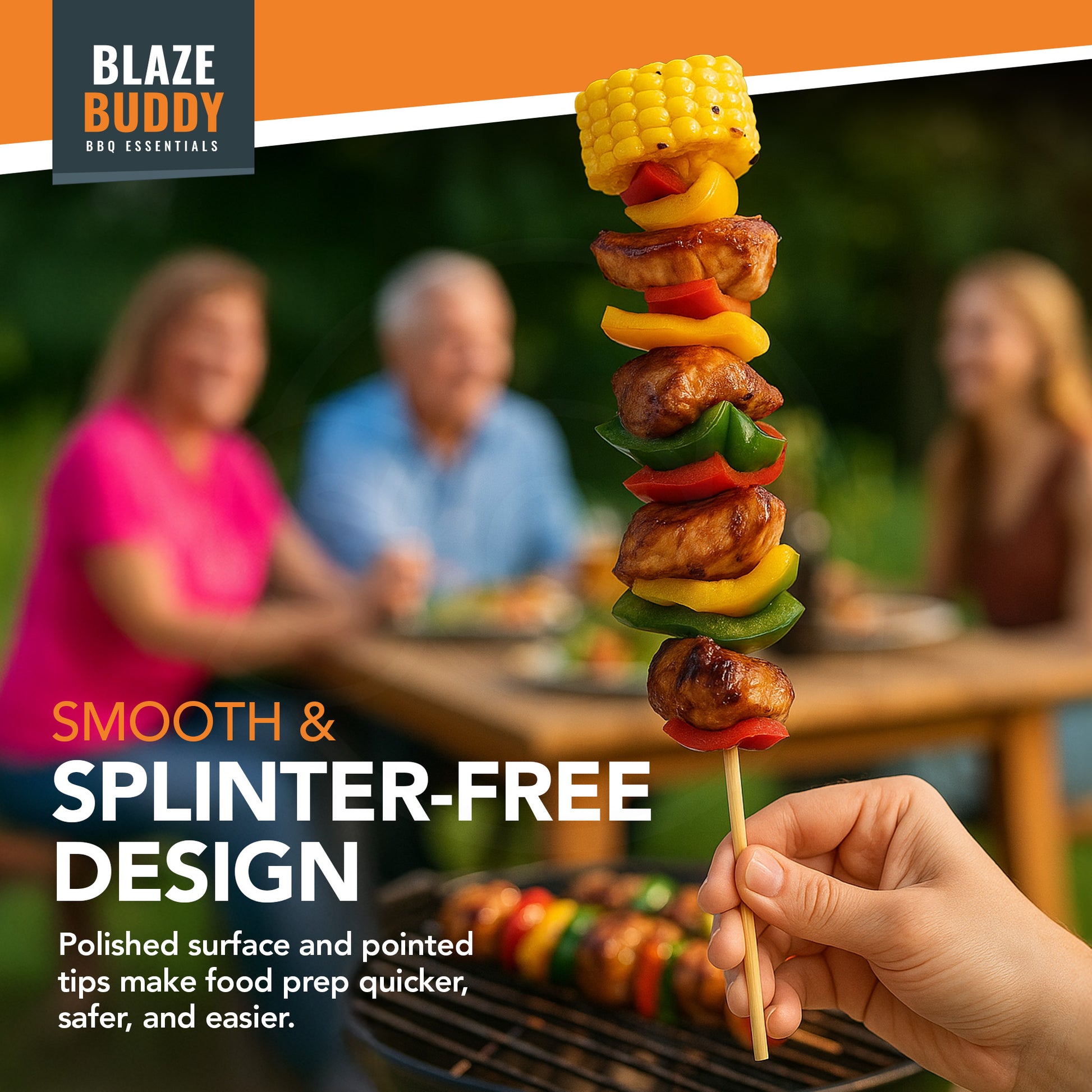 200 Bamboo Skewers 30cm 12" BBQ Kebab Fruit Chocolate Fondue Grill Wooden Sticks