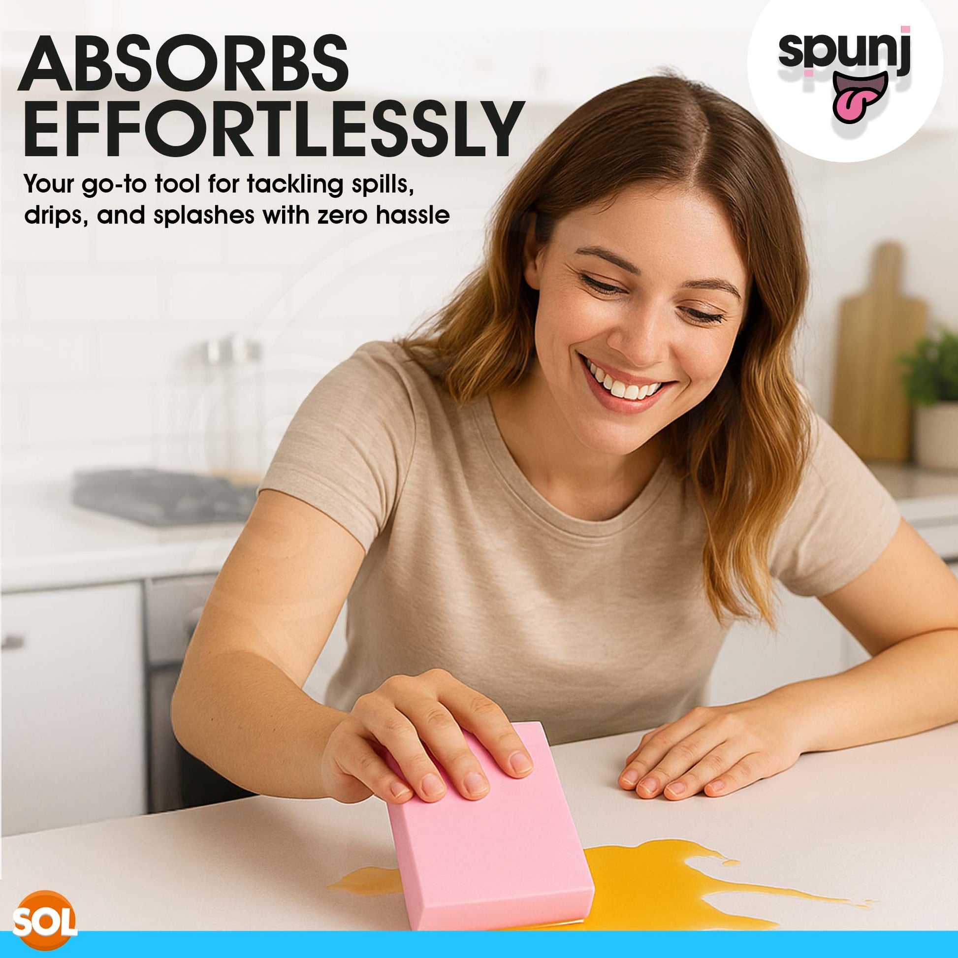 2X Spunj Cleaning Cloth Pink Sponge Huge Super Absorbent Kitchen Washing Car Pad