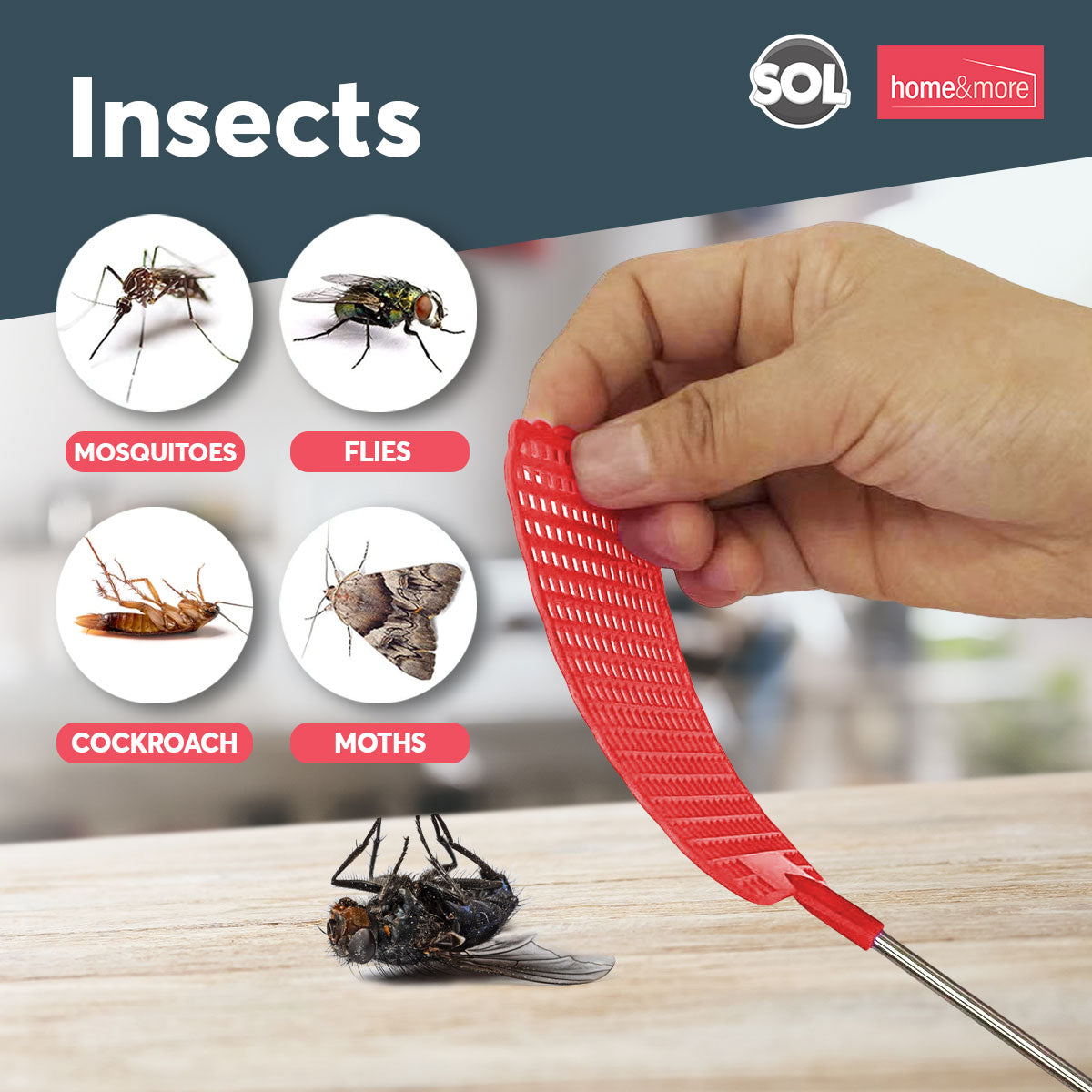 4pk Fly Swatter Telescopic Long Extendable 26-73cm Swat Bug Insect Mosquito Wasp
