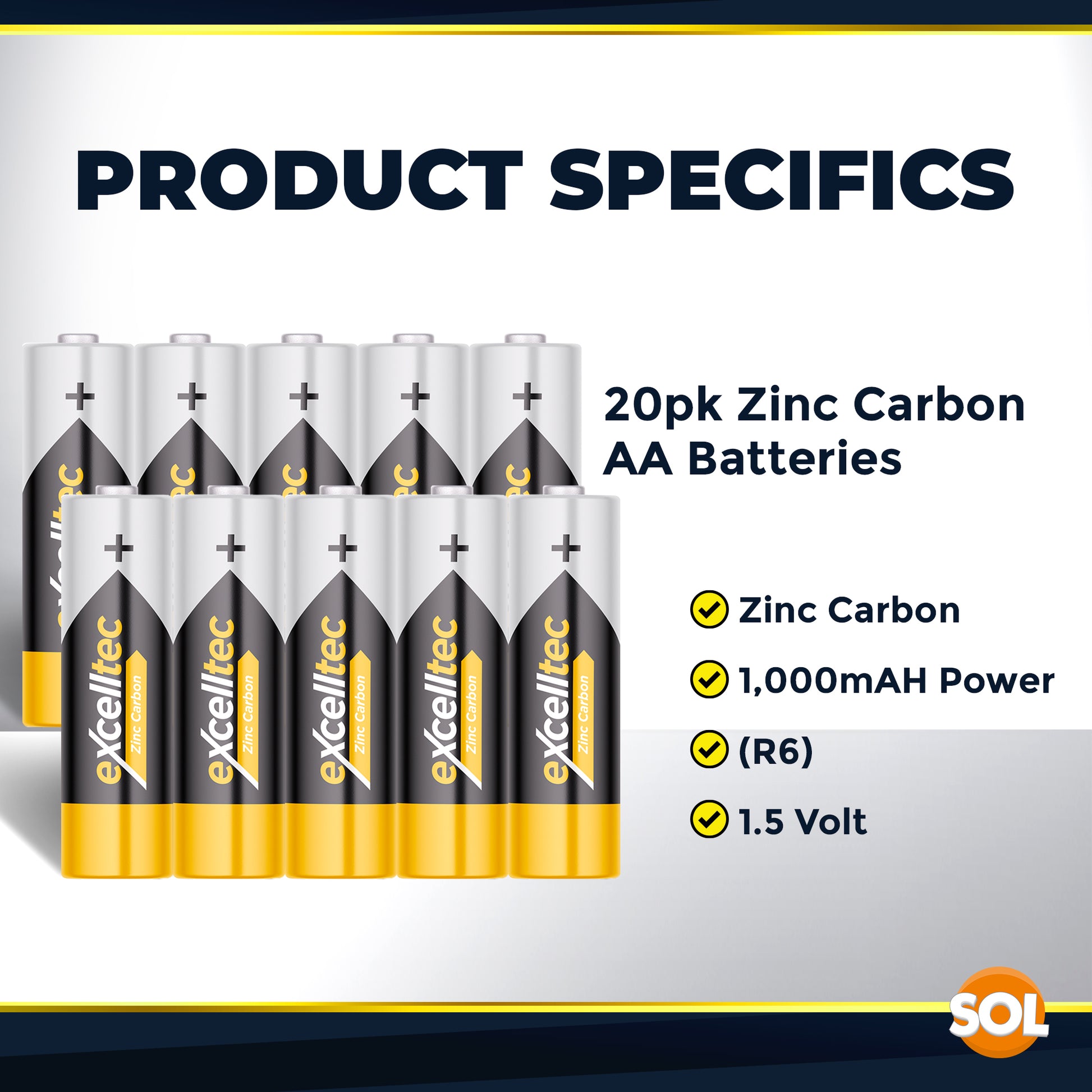 20 Excelltec AA AAA Batteries | 1000mAh 1.5v Heavy Duty Battery Long Expiry Life