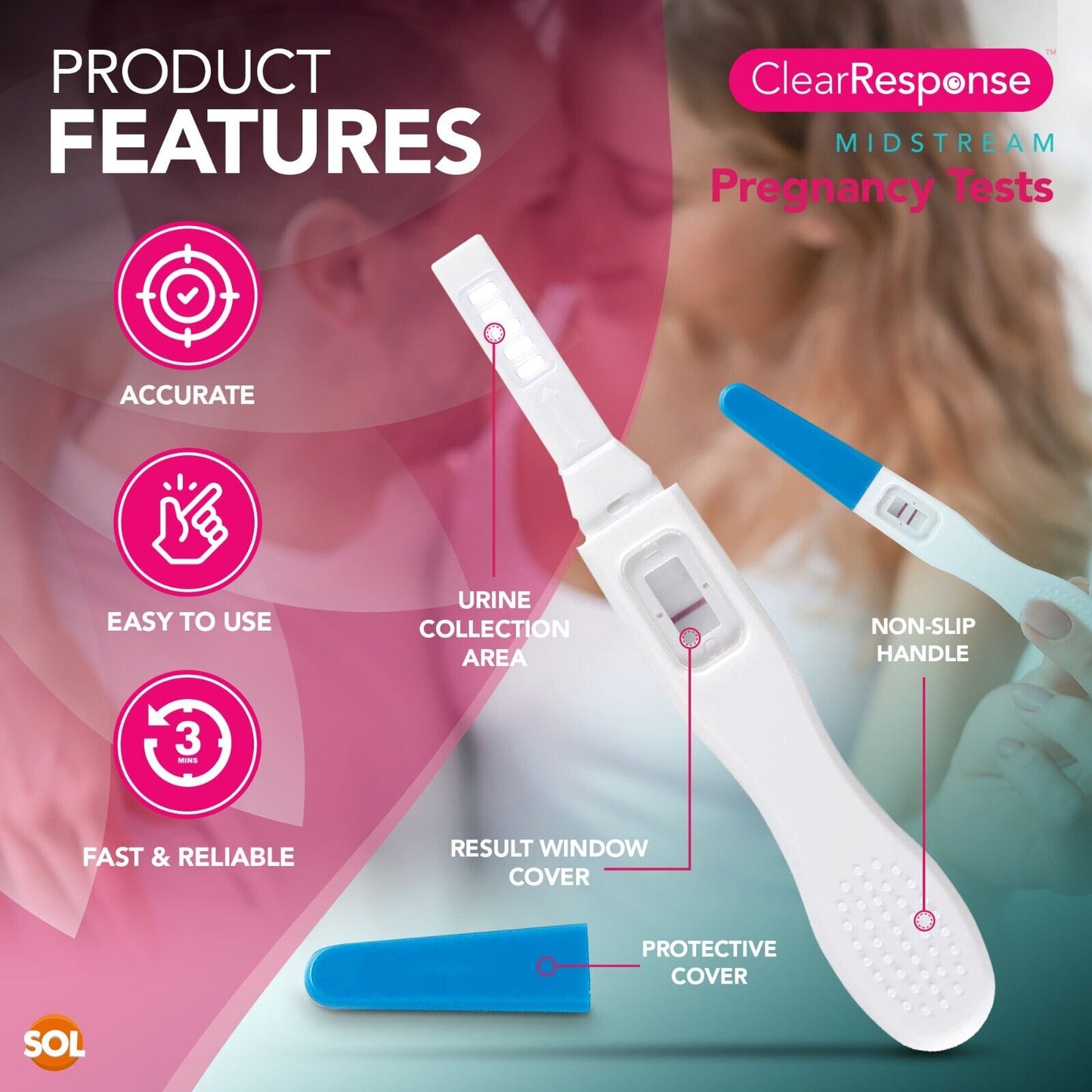 3-9 Pack Midstream Pregnancy Tests Sticks HCG Early Detection Kit 99%+ Accuracy