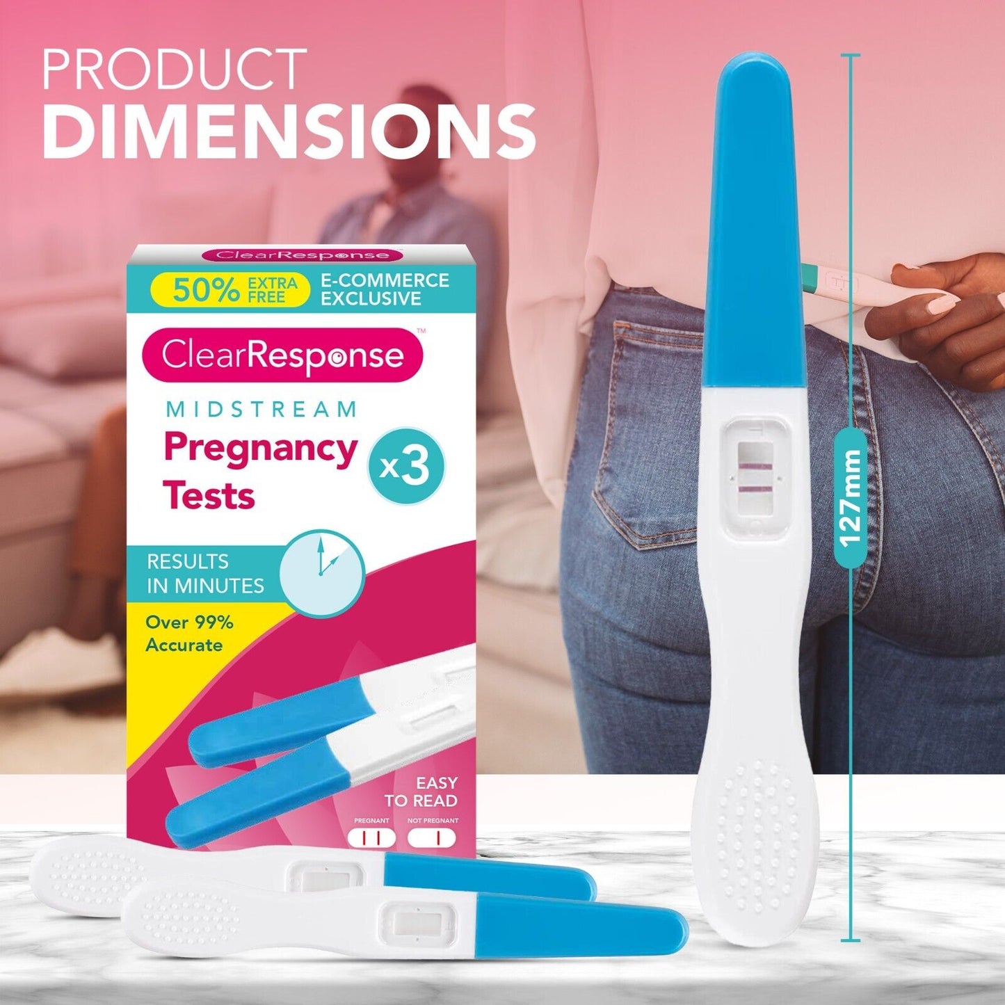 3-9 Pack Midstream Pregnancy Tests Sticks HCG Early Detection Kit 99%+ Accuracy