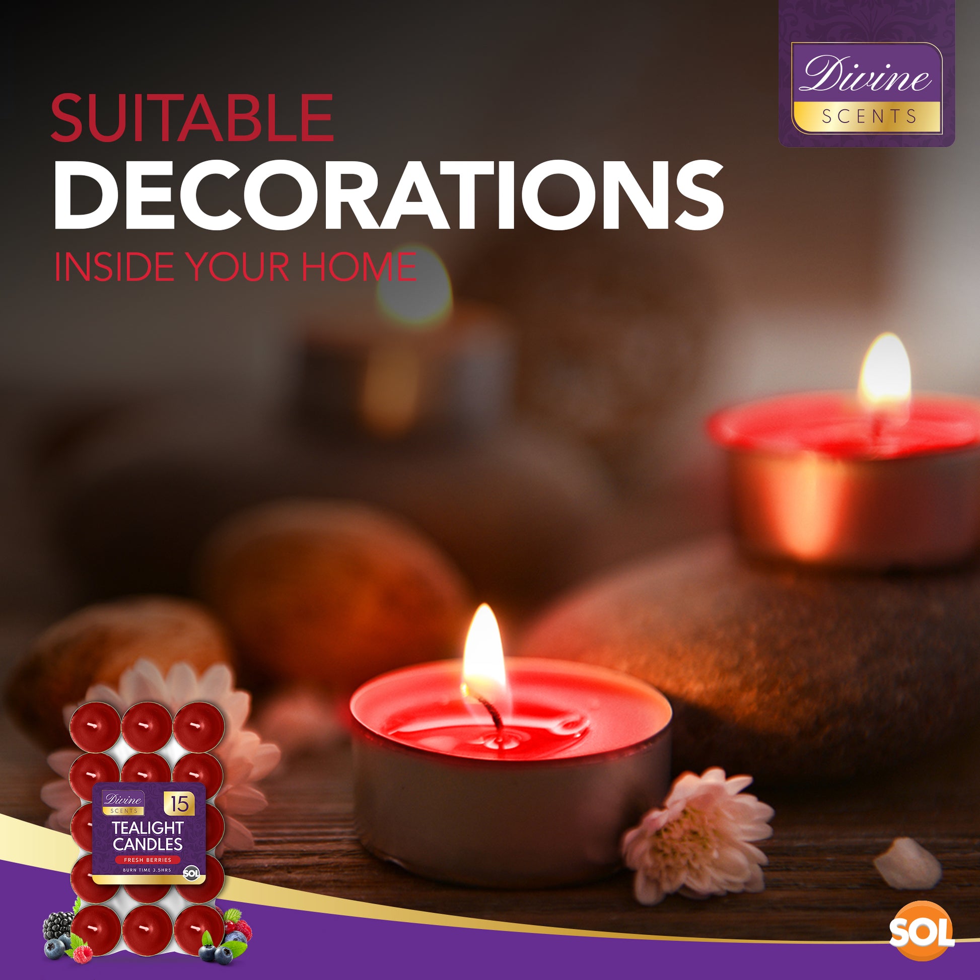 30pk Scented Tea Lights Candles | Various Perfumes 4 Hour Burn Night T Tealights