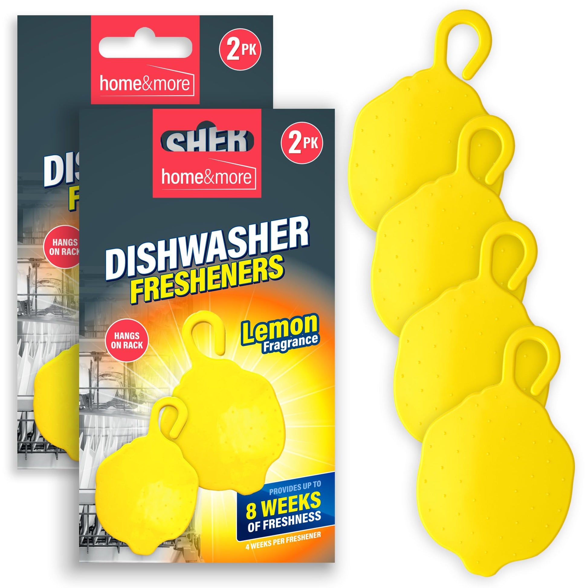 2-10pk Dishwasher Freshener Lemon Fragrance Scent Deodoriser Freshens Clip-On