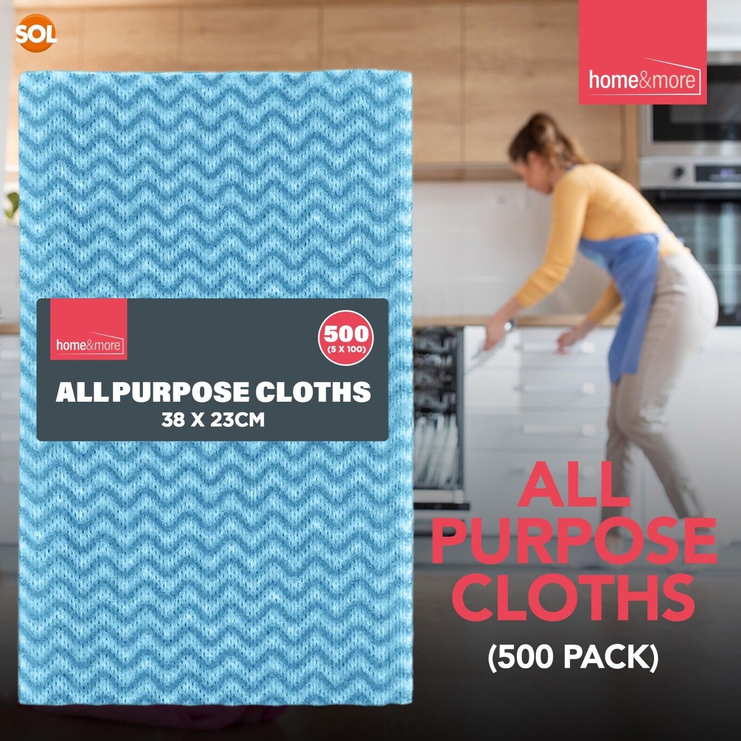 200-1200pk All Purpose Cleaning Cloths | Blue Home Kitchen Hygienic Wipes J Type
