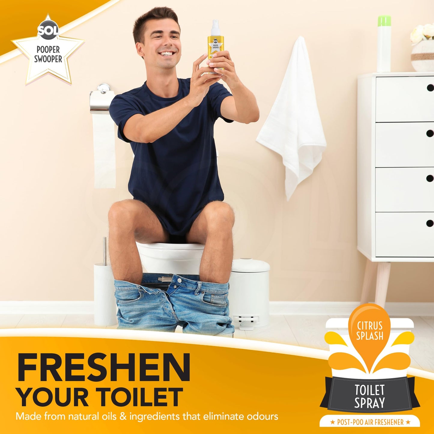 6 x 60ml Pooper Star Toilet Spray Air Freshener Bowl | Citrus Fragrance Perfume