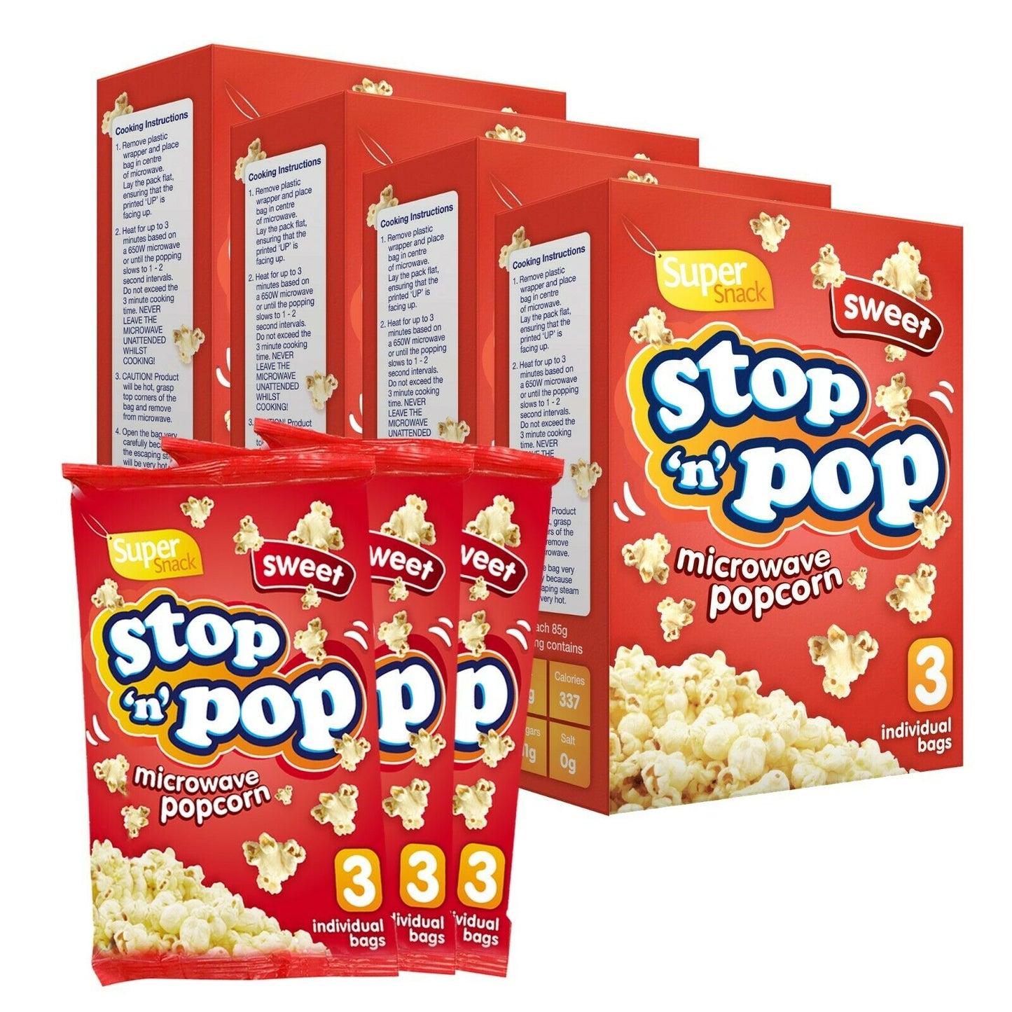 12pk x 85g Microwave Popcorn | Sweet & Butter Flavour Movie Cinema Theatre Party