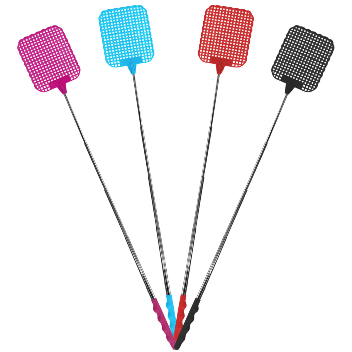 4pk Fly Swatter Telescopic Long Extendable 26-73cm Swat Bug Insect Mosquito Wasp