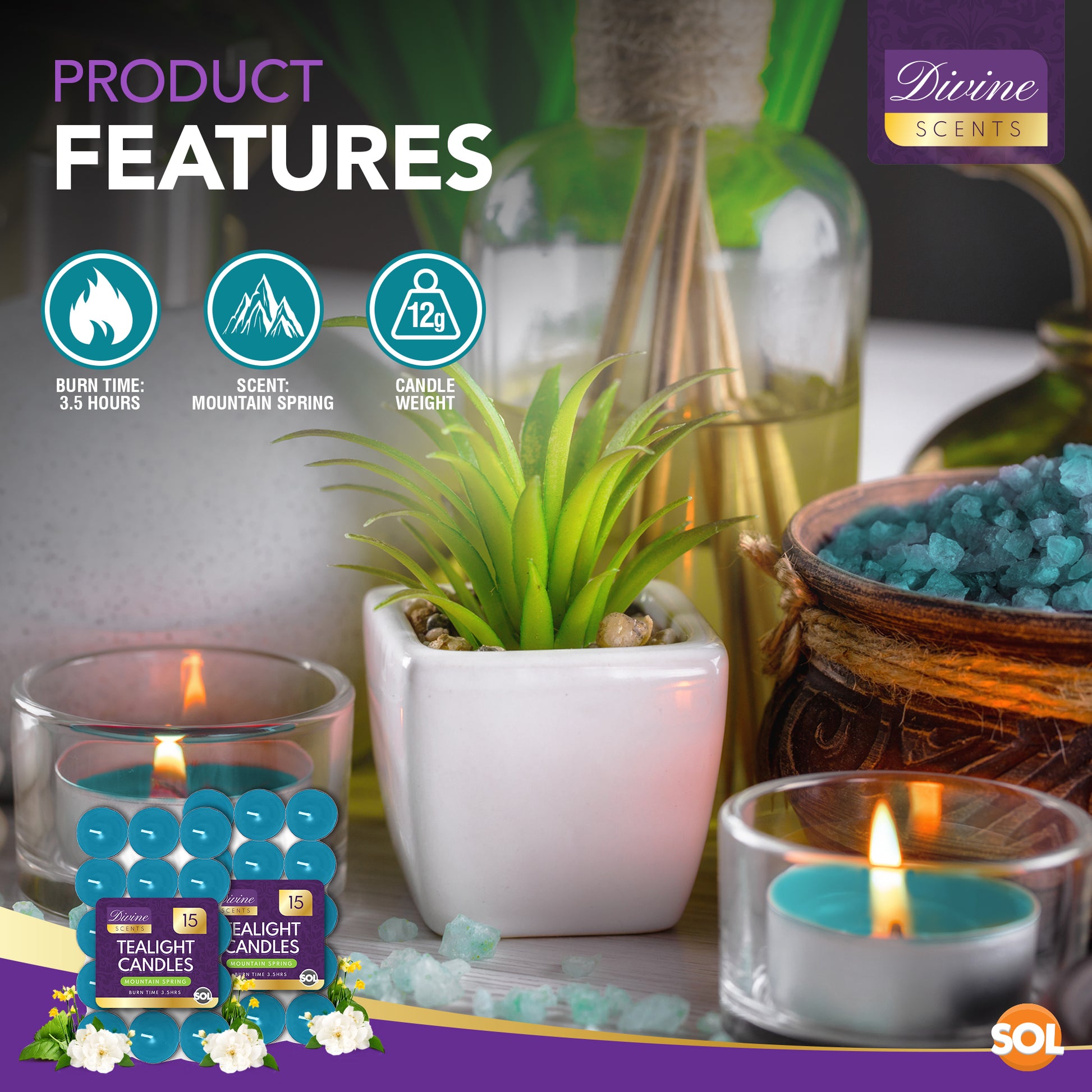 30pk Scented Tea Lights Candles | Various Perfumes 4 Hour Burn Night T Tealights