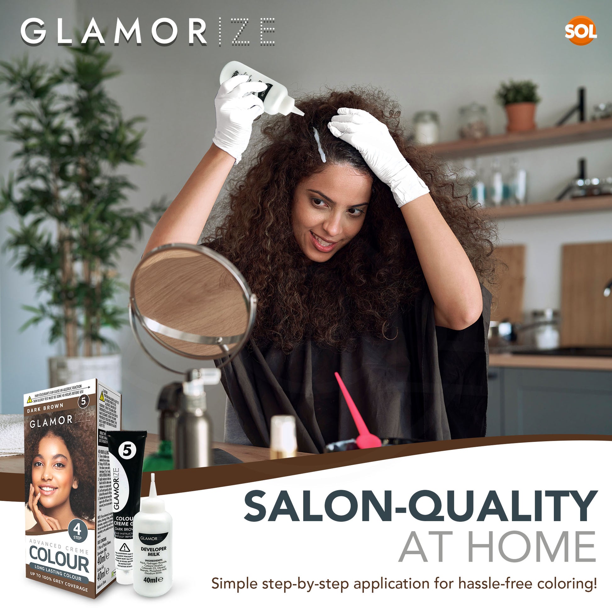 2pk Dark Brown Colour Permanent Hair Dye No.5 | Developer, Colour Gel & Gloves