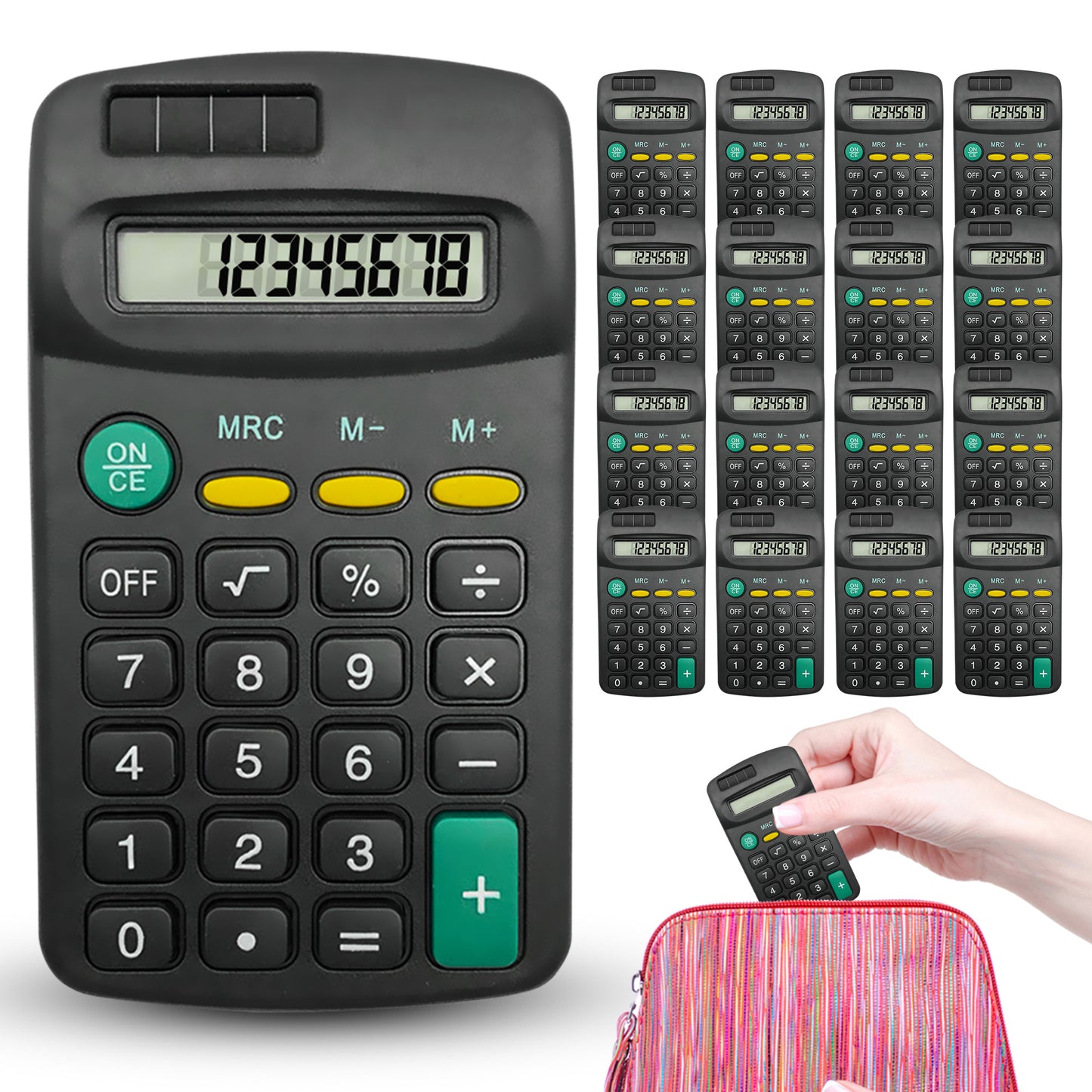 2-20 Mini Pocket Calculator Small| 8 Digit Display Office Home School Stationery