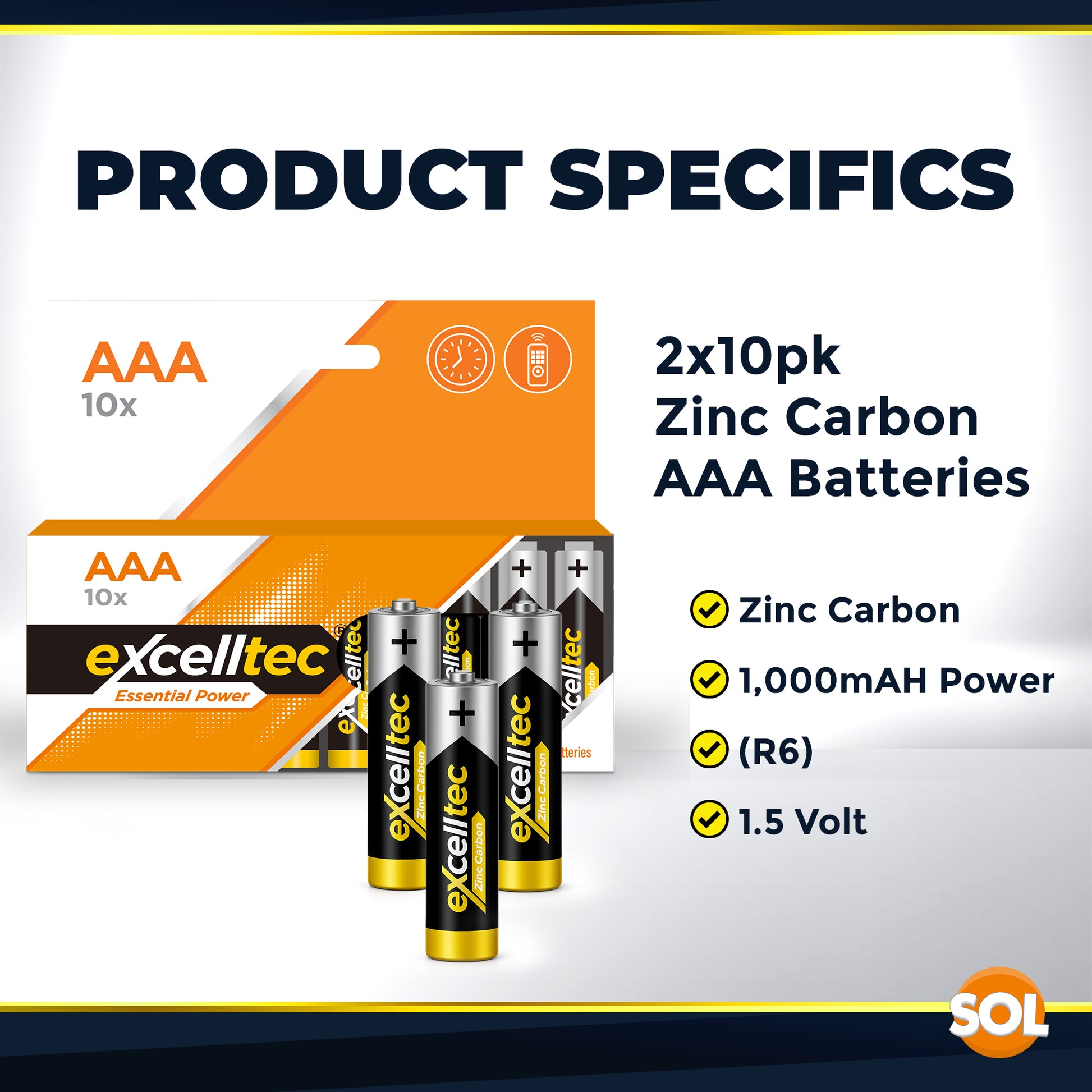 20 Excelltec AA AAA Batteries | 1000mAh 1.5v Heavy Duty Battery Long Expiry Life
