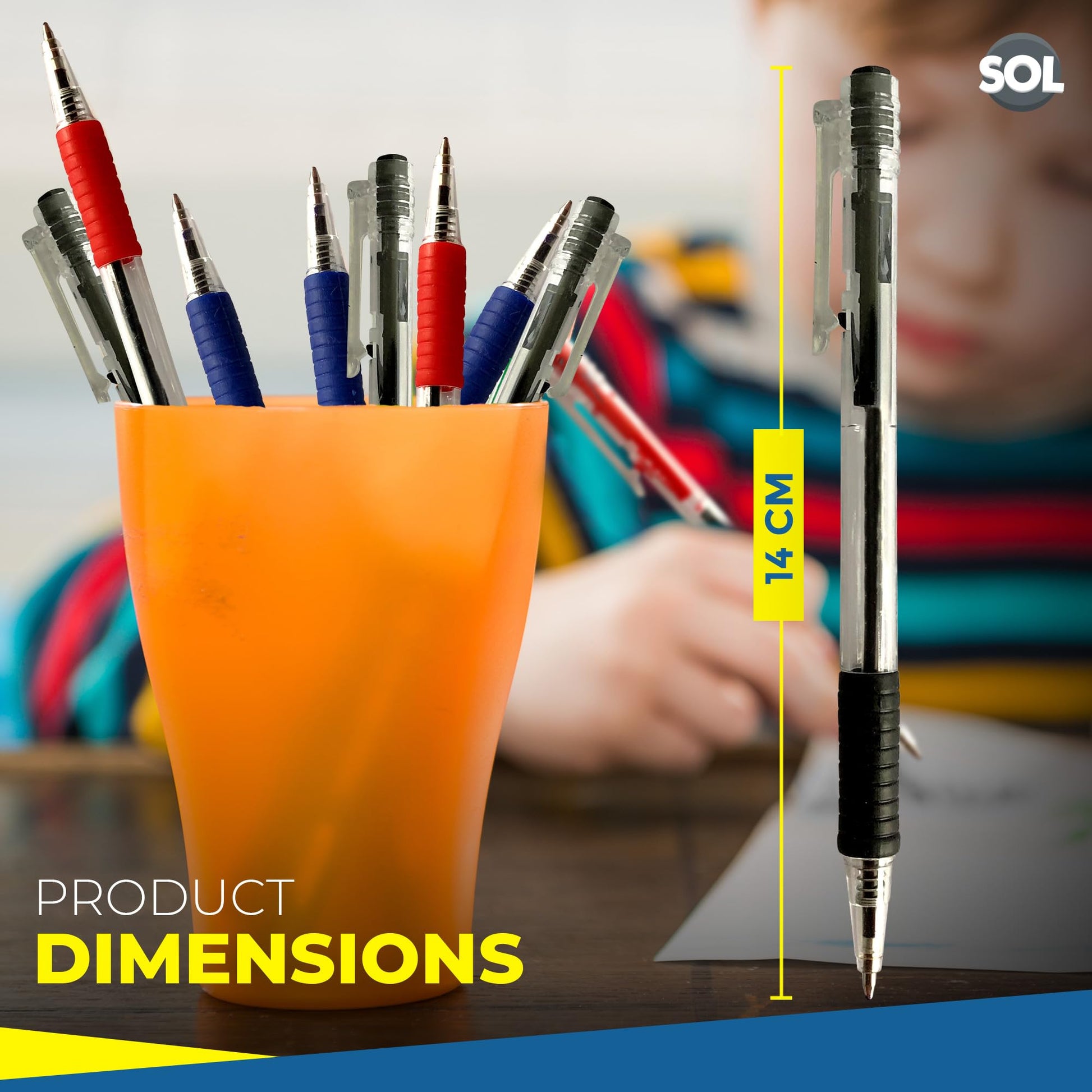 Retractable Ballpoint Pens Mixed Colours – 16 Pack