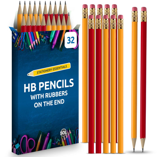32-96 Strong HB Pencils with Eraser Rubber Tips Office School Drawing Art Craft