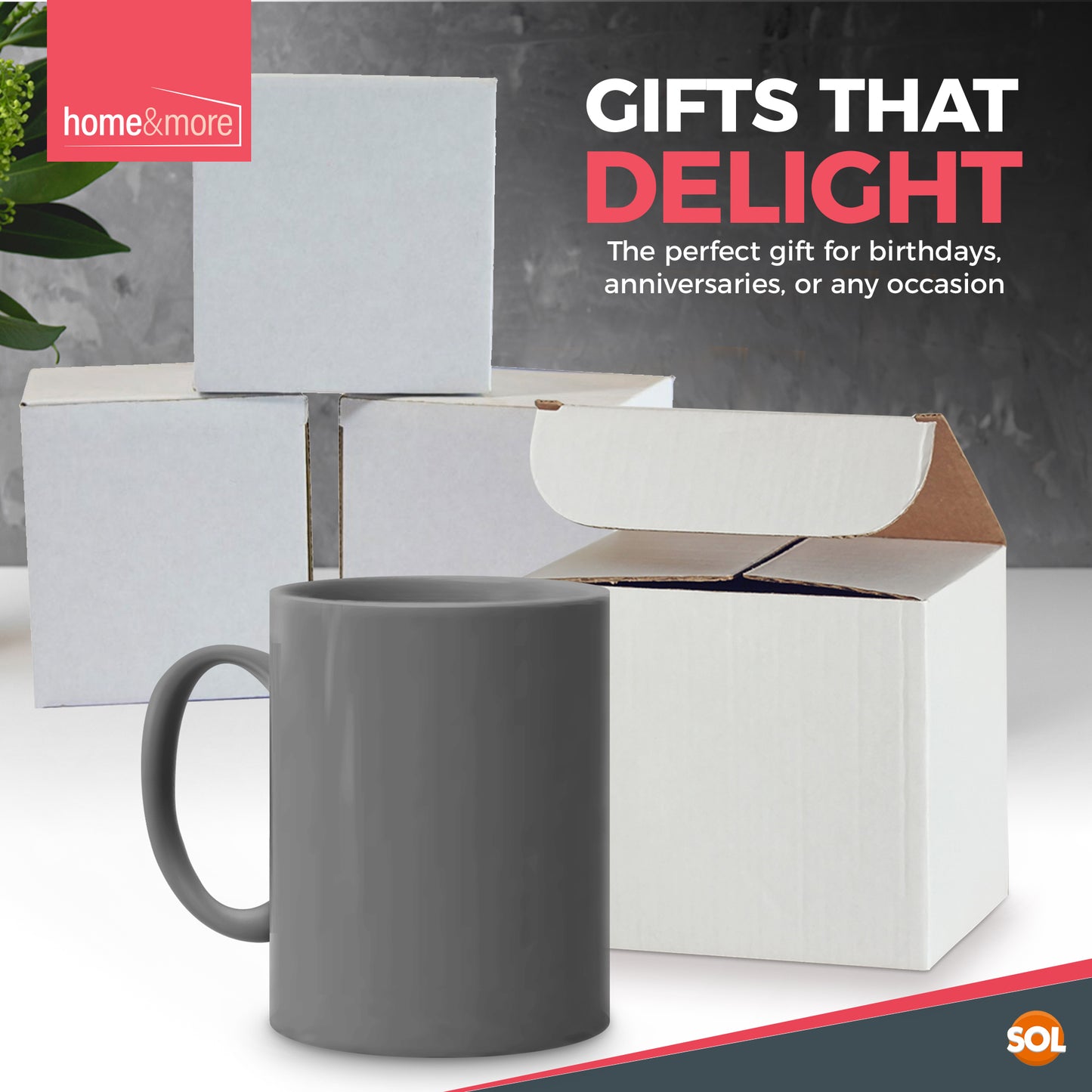 12-36 Set of GREY Mugs 330ml Large Stoneware Ceramic Coffee Tea Cup Bulk + Boxes