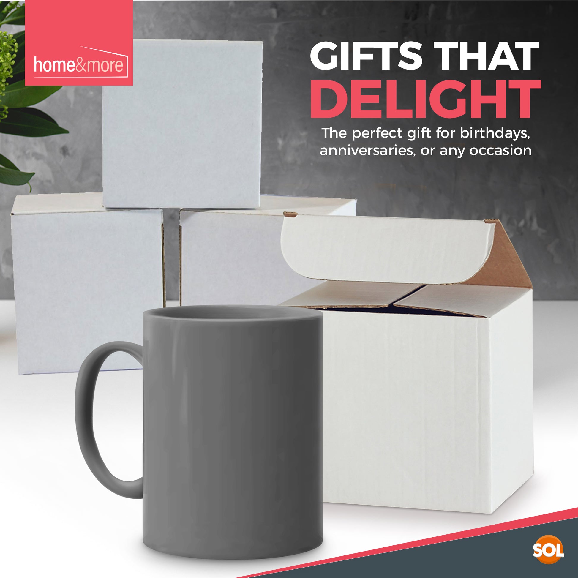 12-36 Set of GREY Mugs 330ml Large Stoneware Ceramic Coffee Tea Cup Bulk + Boxes