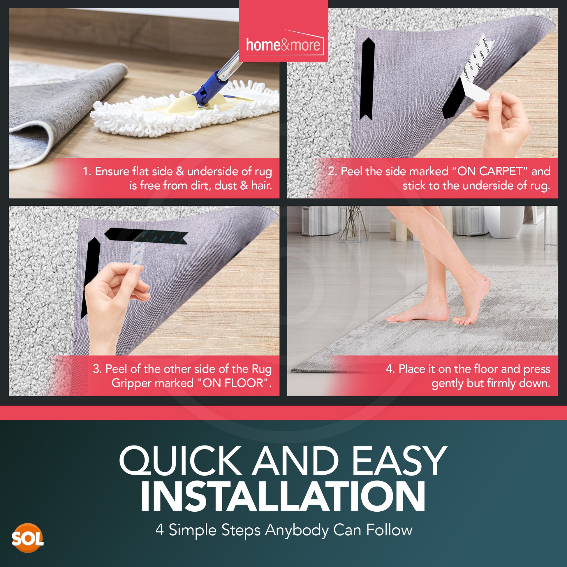 12-36 Rug Gripper Non Slip Grip Carpet Laminate Mat Stopper Floor Stickers Anti