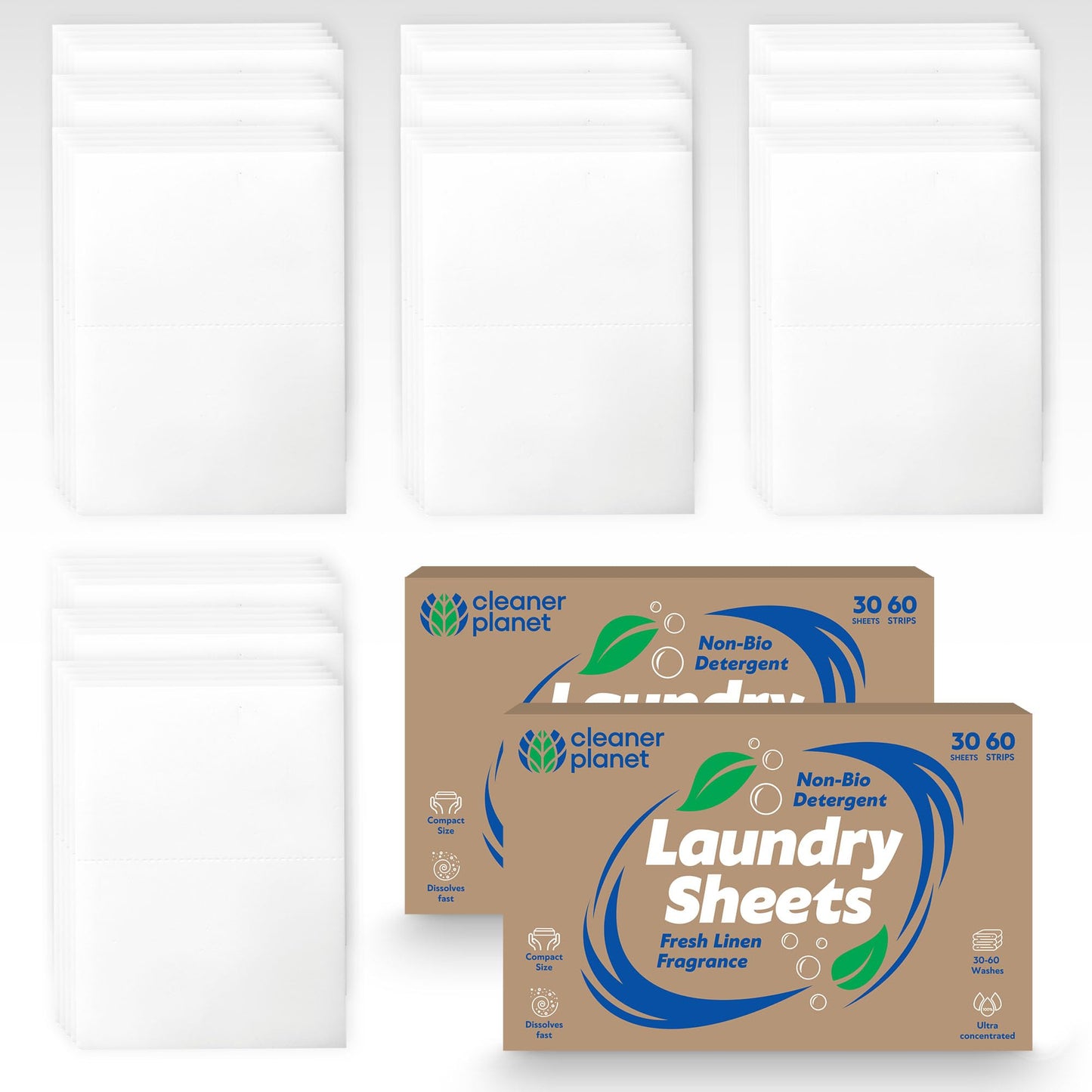 30-60 Laundry Sheets Eco Detergent Clothes Fabric Washing Machine Non Bio Travel