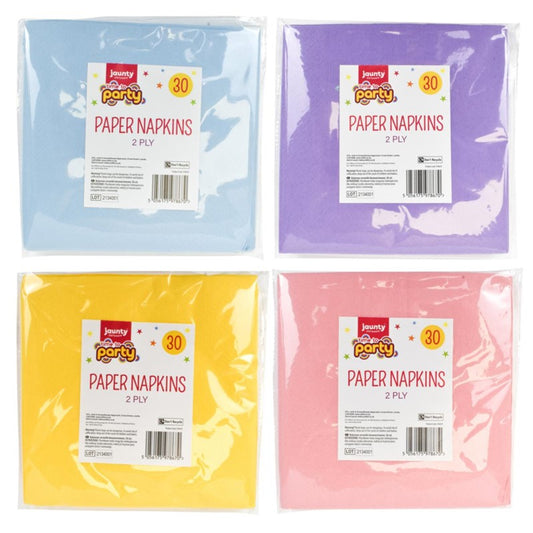 Jaunty 2ply Colourful Paper Napkins – 30 Pack