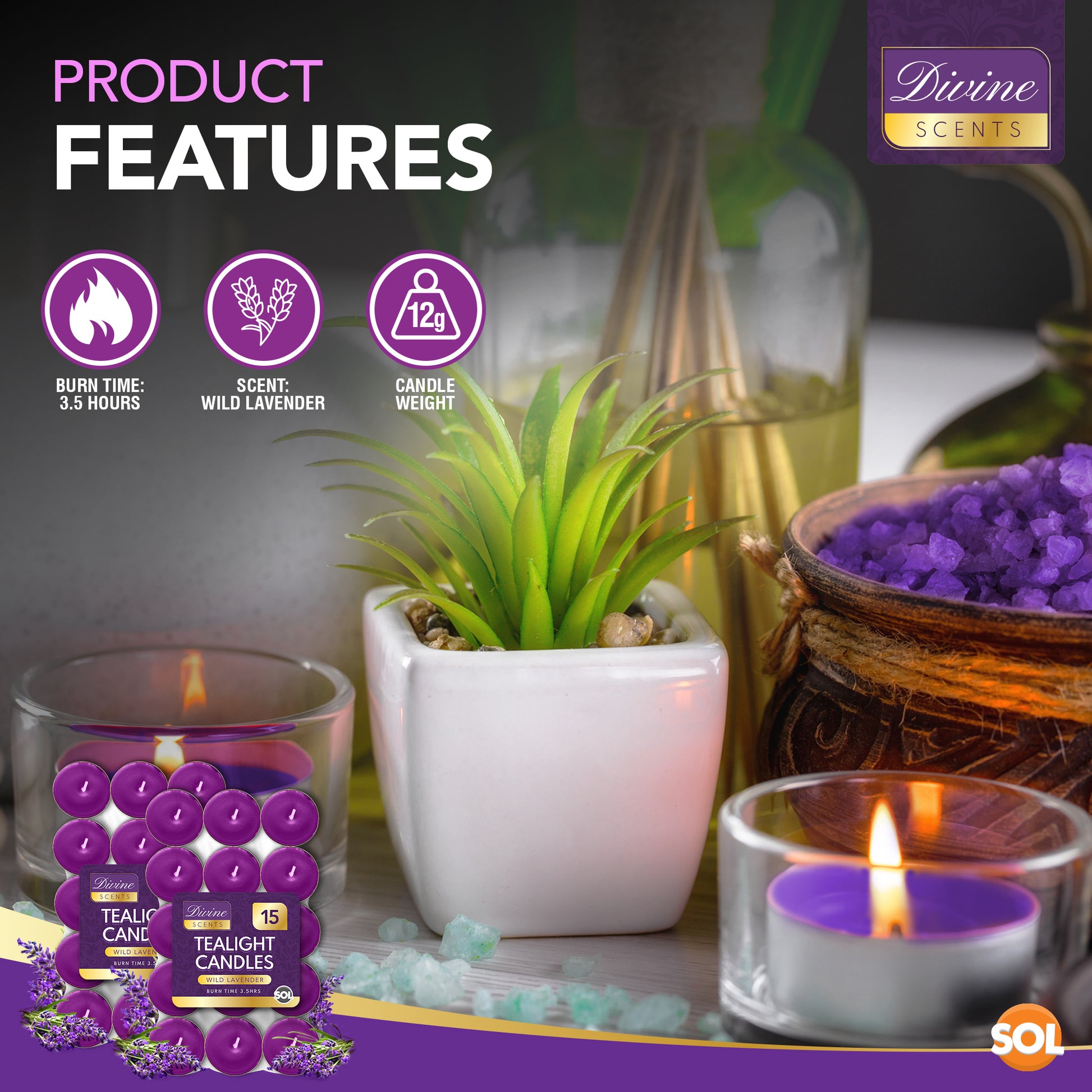 30pk Scented Tea Lights Candles | Various Perfumes 4 Hour Burn Night T Tealights