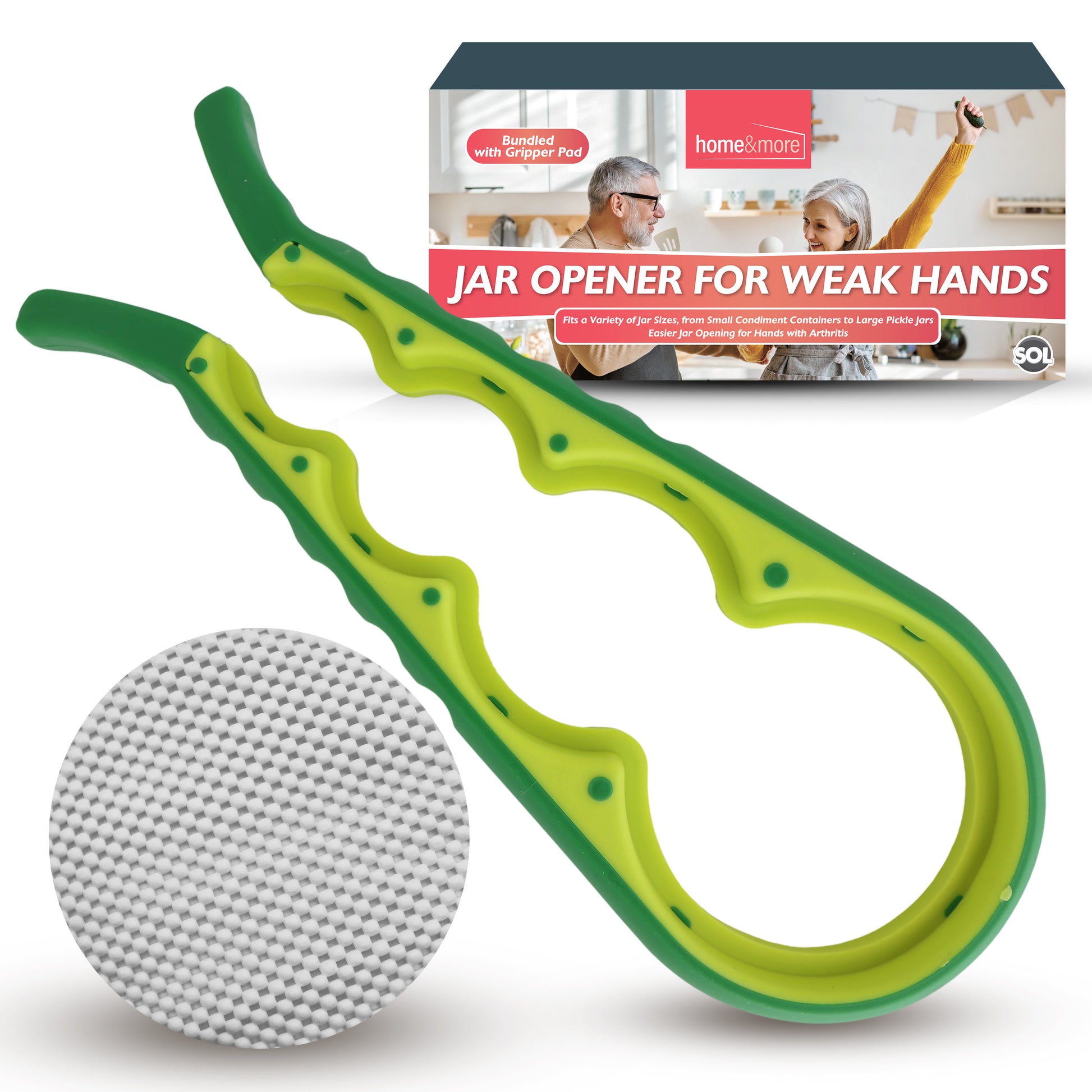 Easy Grip Jar Opener | Lid & Bottle Opening Multitool for Arthritis