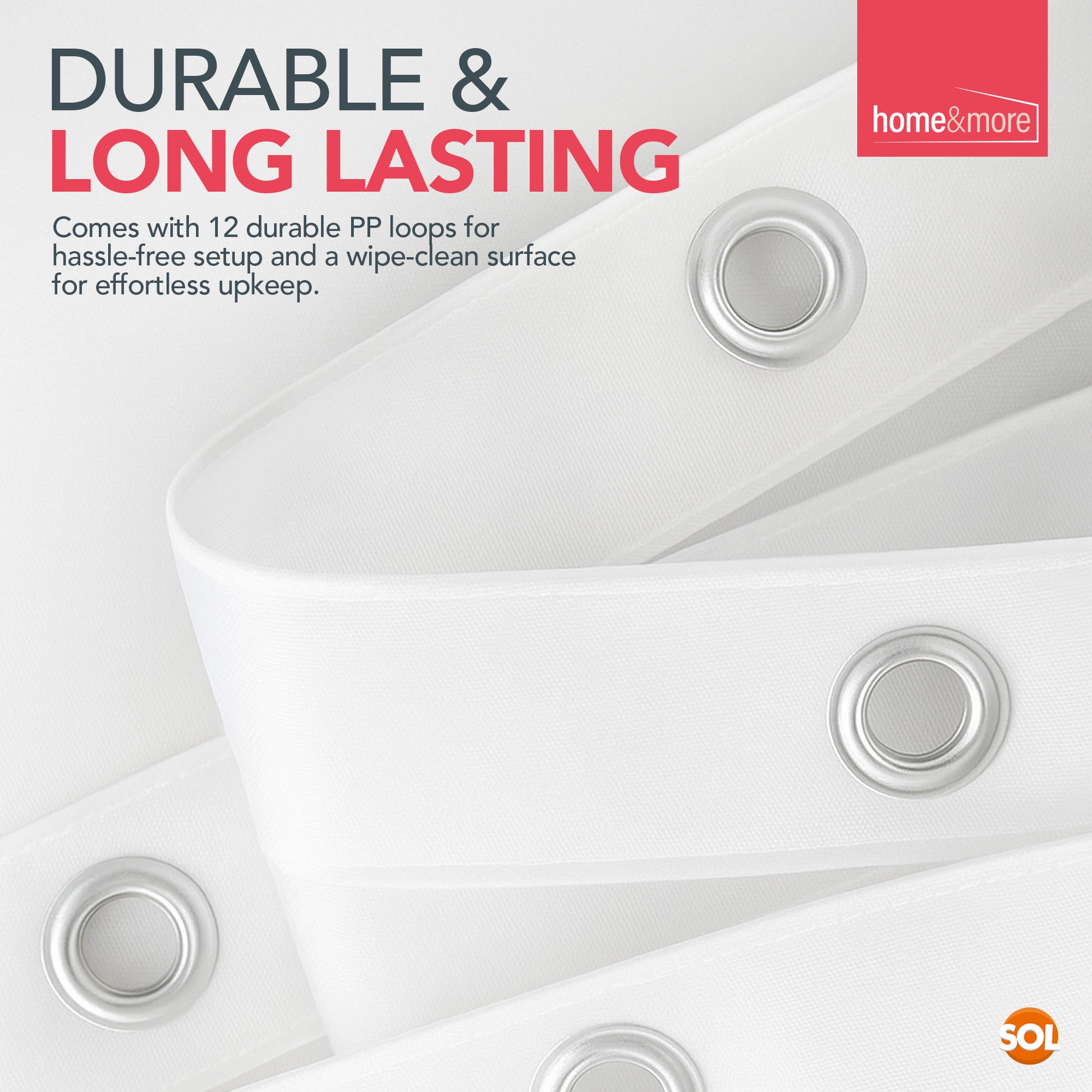 Shower Curtains Clear with Ring Hooks 180 x 180 cm Bathroom Waterproof Polyester