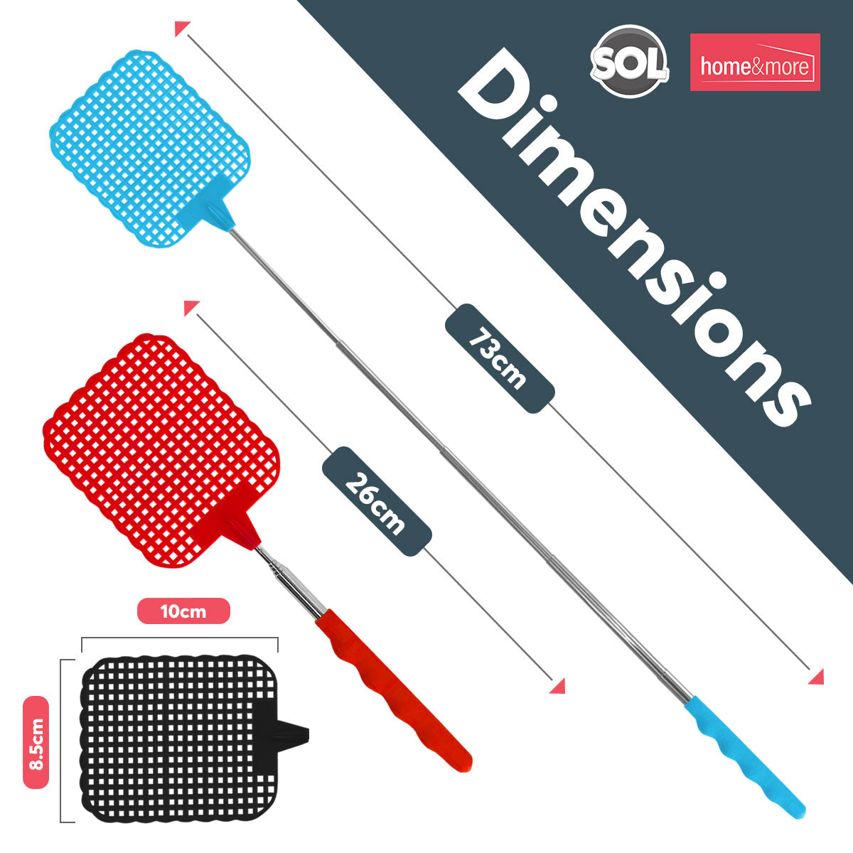 4pk Fly Swatter Telescopic Long Extendable 26-73cm Swat Bug Insect Mosquito Wasp