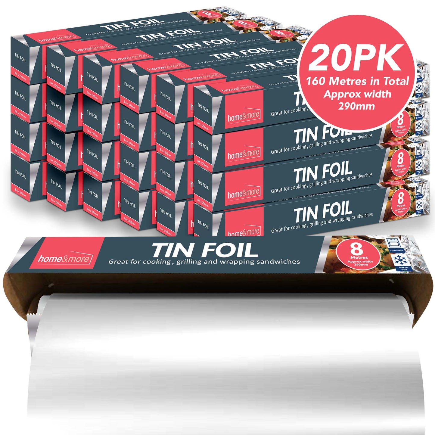 32-384M x 290mm Kitchen Foil Strong Tin Aluminium Roll Food Catering Wrapping