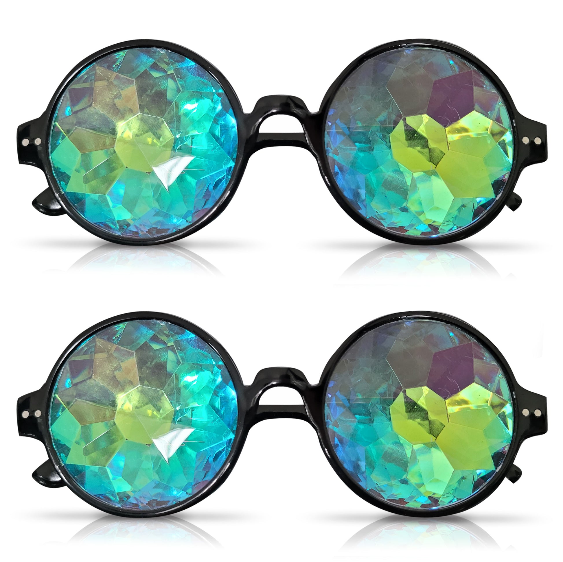 Kaleidoscope Glasses | Festival Rave Sunglasses Rainbow Lens | 2 Pack