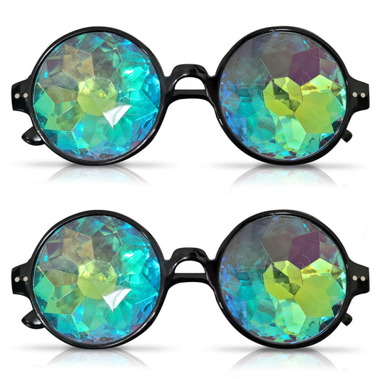Kaleidoscope Glasses | Festival Rave Sunglasses Rainbow Lens | 2 Pack