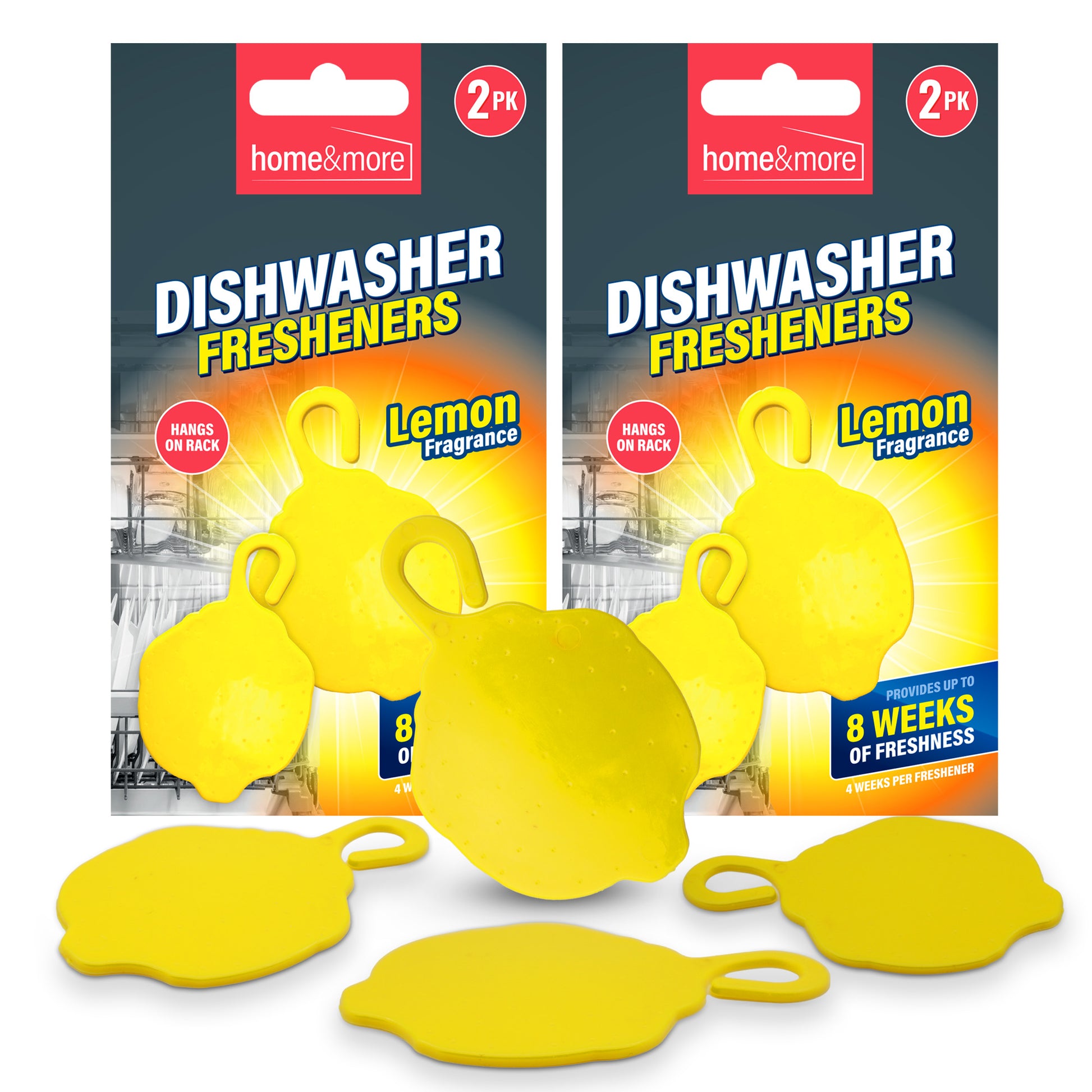 2-10pk Dishwasher Freshener Lemon Fragrance Scent Deodoriser Freshens Clip-On