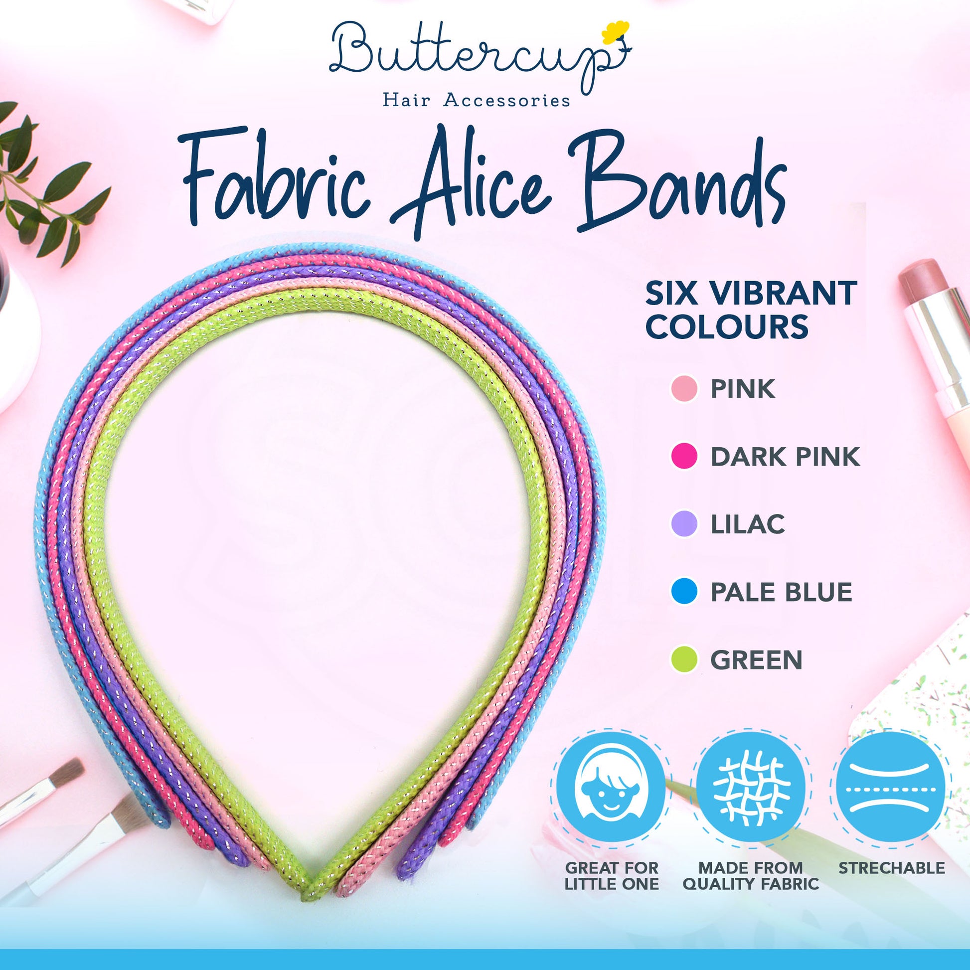 5pk - 10pk Fabric Alice Bands Durable Hair Headbands Hairband For Girls Women Ladies