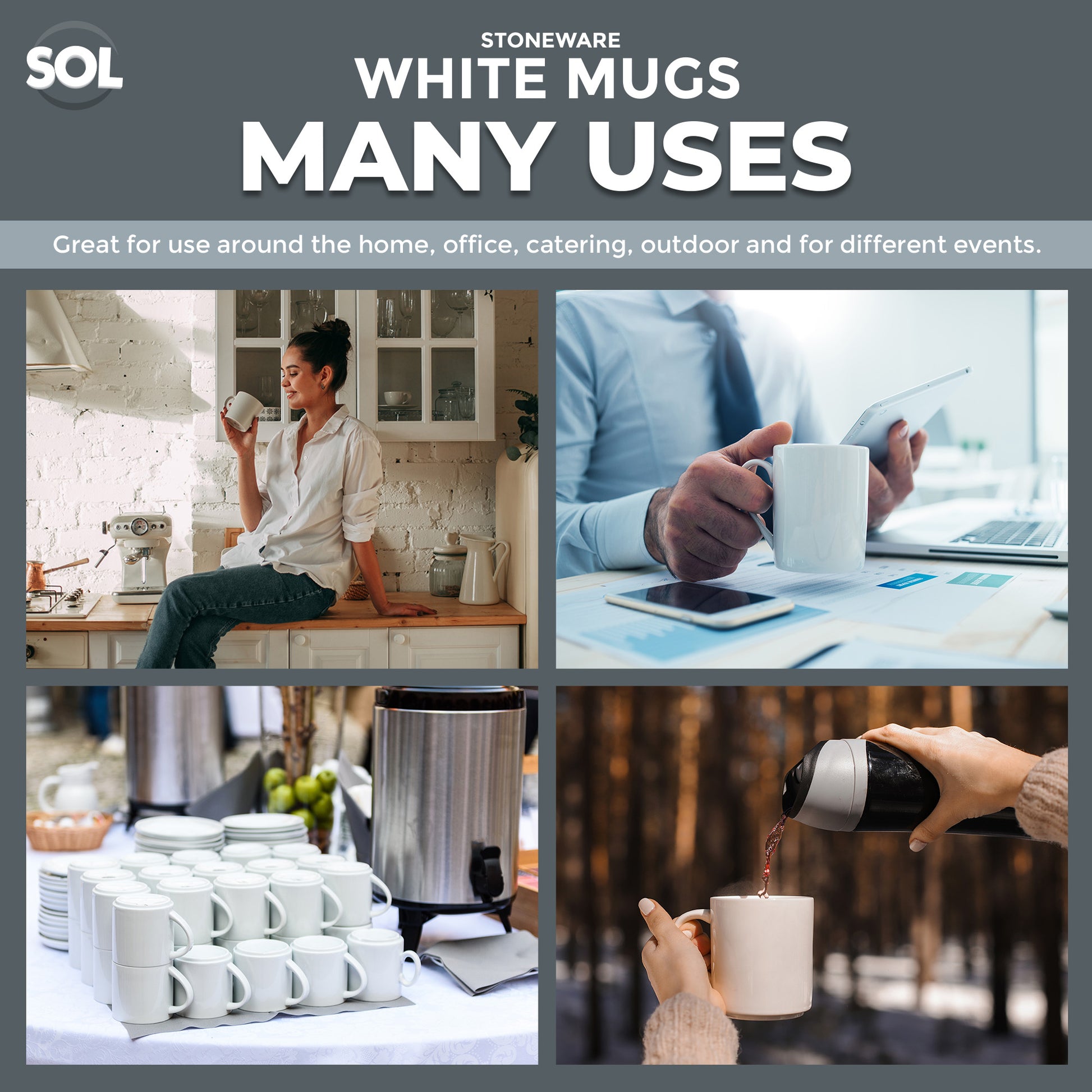 12-48pk Plain WHITE Mugs 11oz Large Coffee Tea Set of Blank Bulk Cups + Boxes