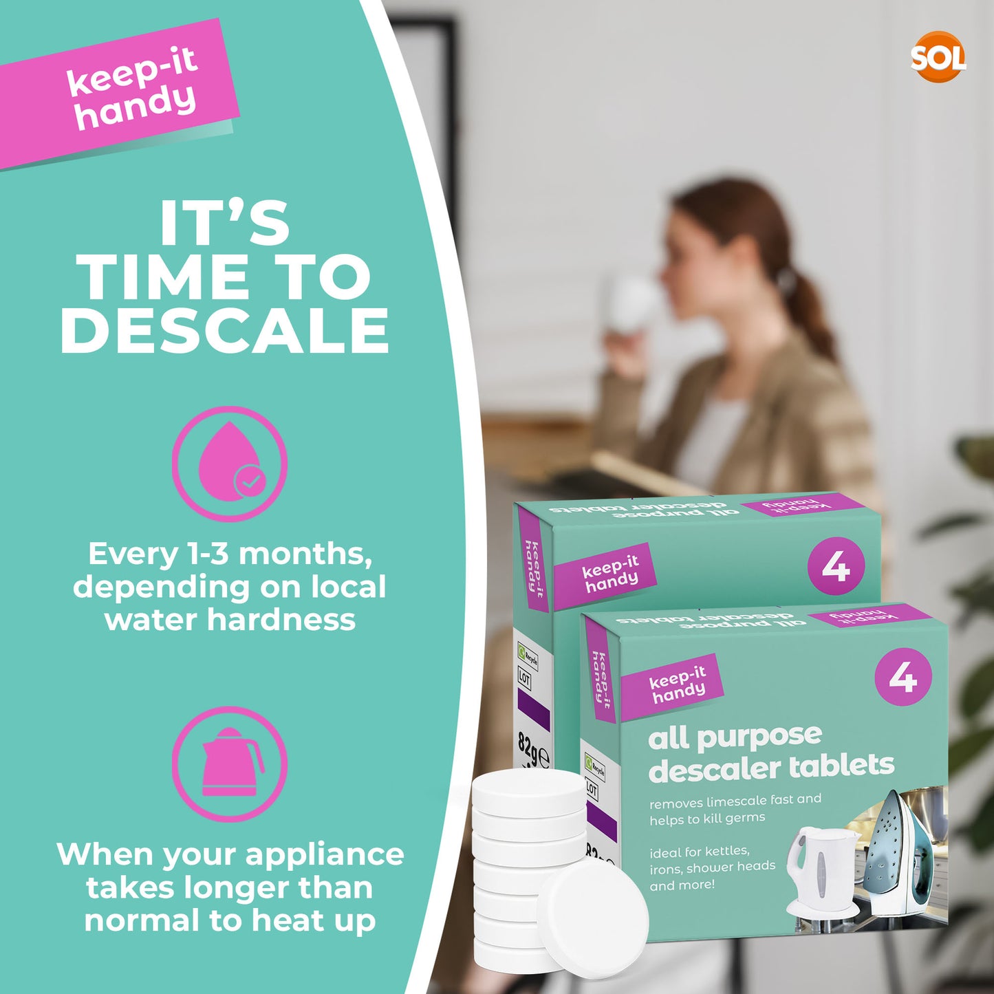 16-96 All Purpose Descaler Tablets Limescale Cleaning Coffee Machine Kettle Iron