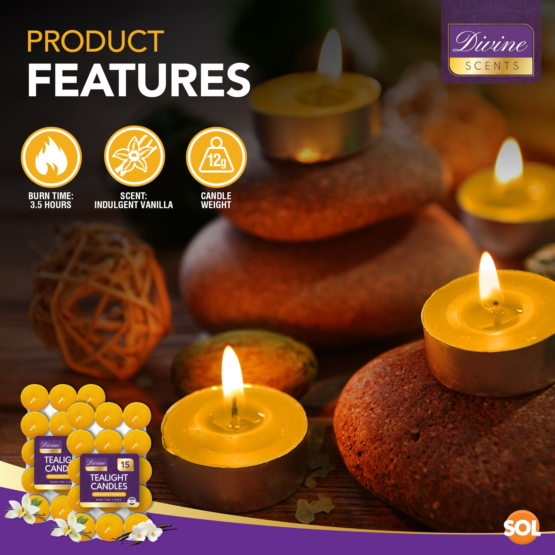 30pk Scented Tea Lights Candles | Various Perfumes 4 Hour Burn Night T Tealights