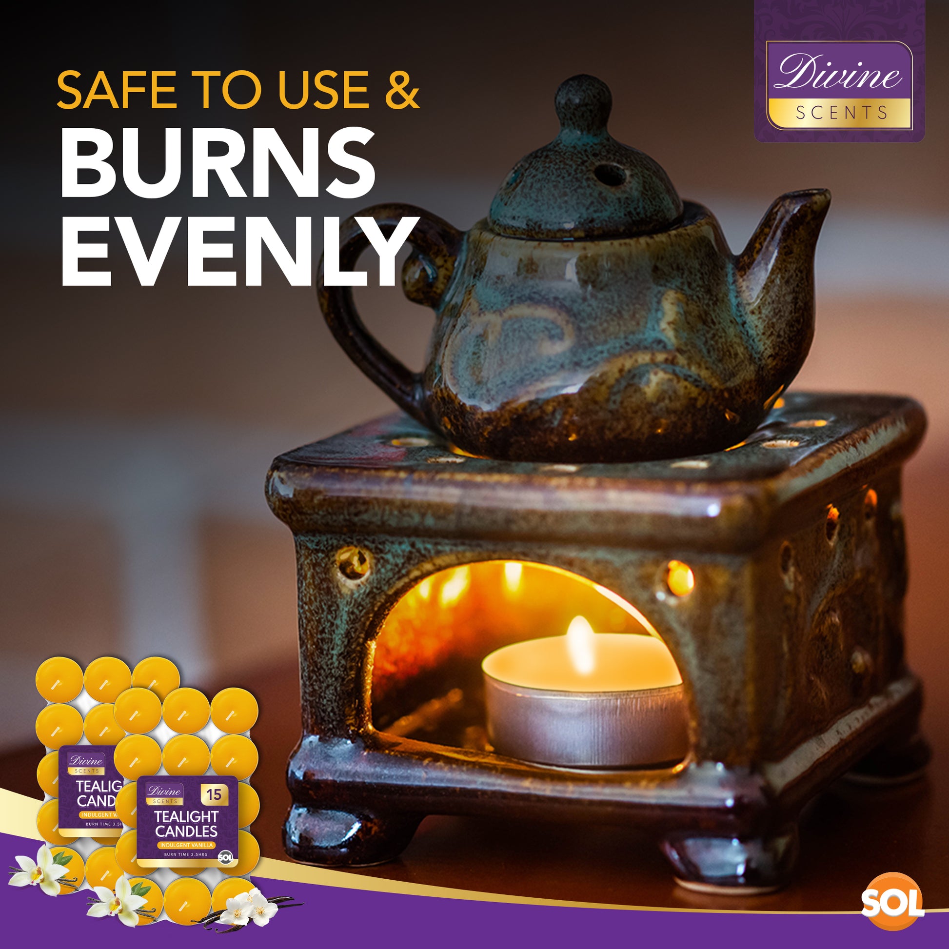 30pk Scented Tea Lights Candles | Various Perfumes 4 Hour Burn Night T Tealights