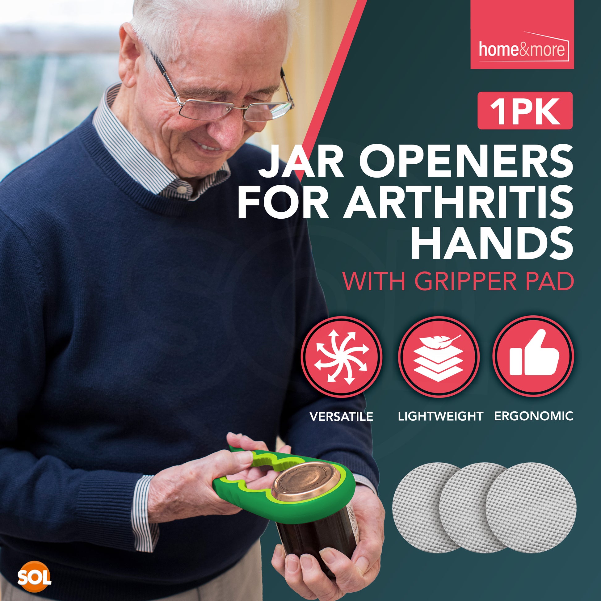 Easy Grip Jar Opener | Lid & Bottle Opening Multitool for Arthritis