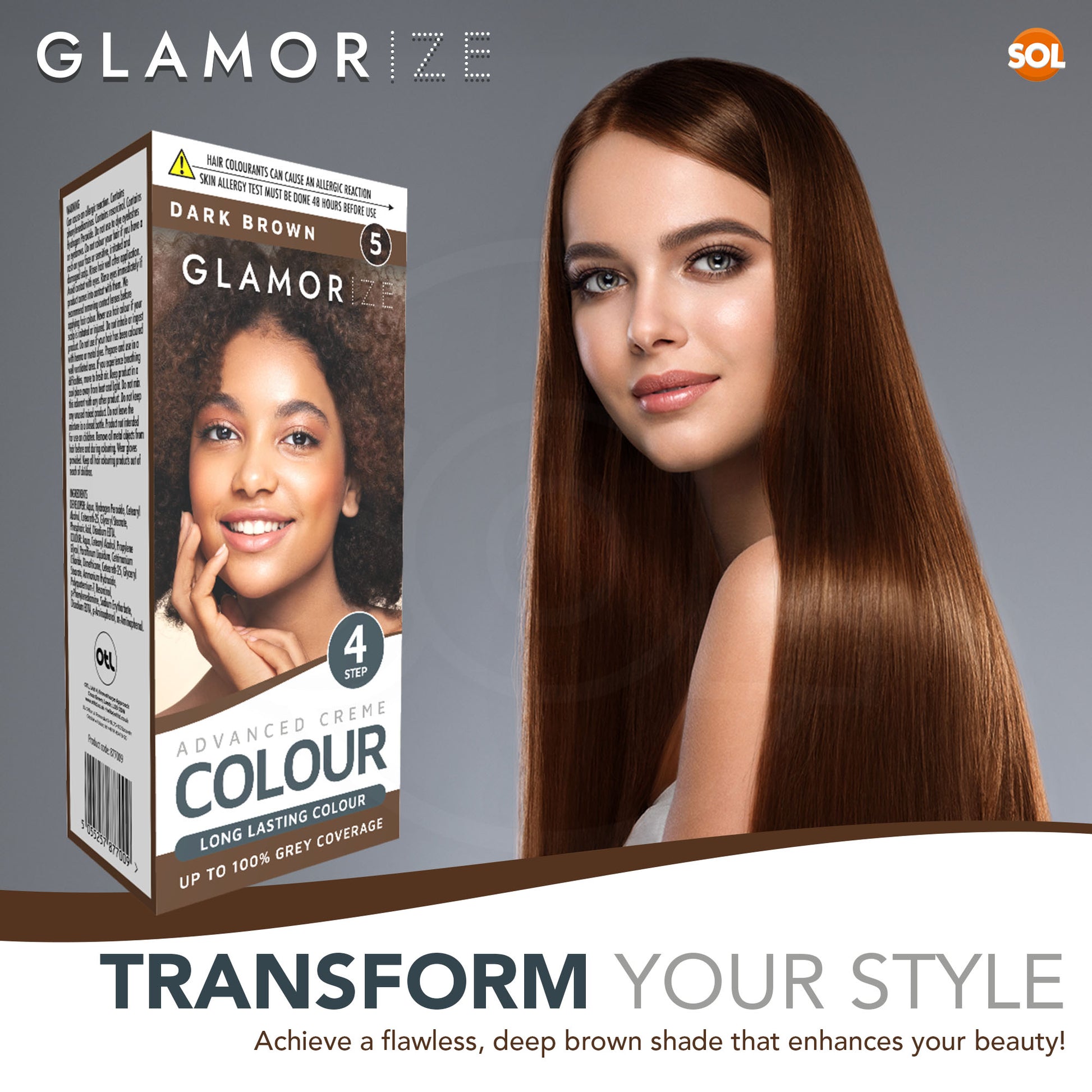 2pk Dark Brown Colour Permanent Hair Dye No.5 | Developer, Colour Gel & Gloves